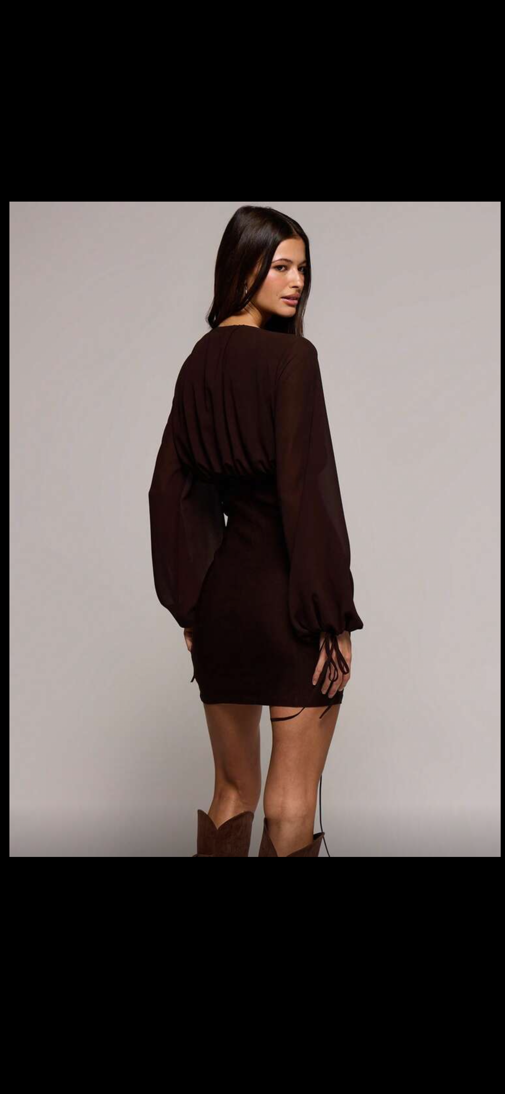 Plunge V neck lace up mini dress