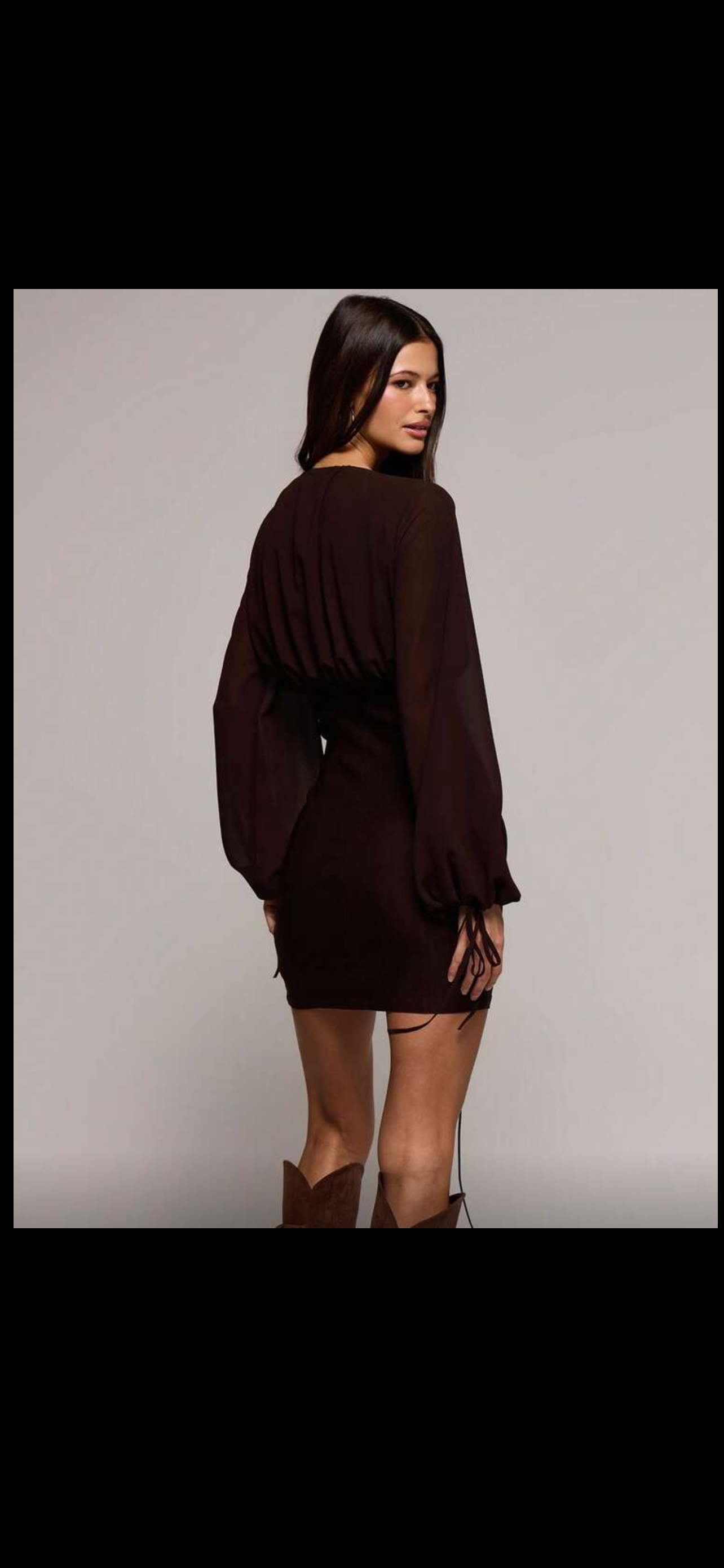 Plunge V neck lace up mini dress