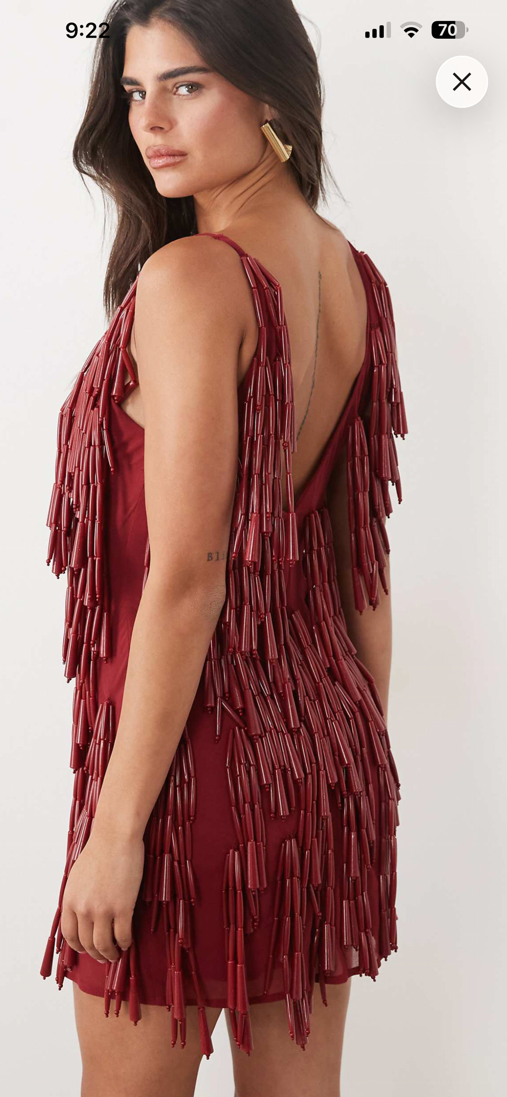 Red embellished chunky beads mini dress