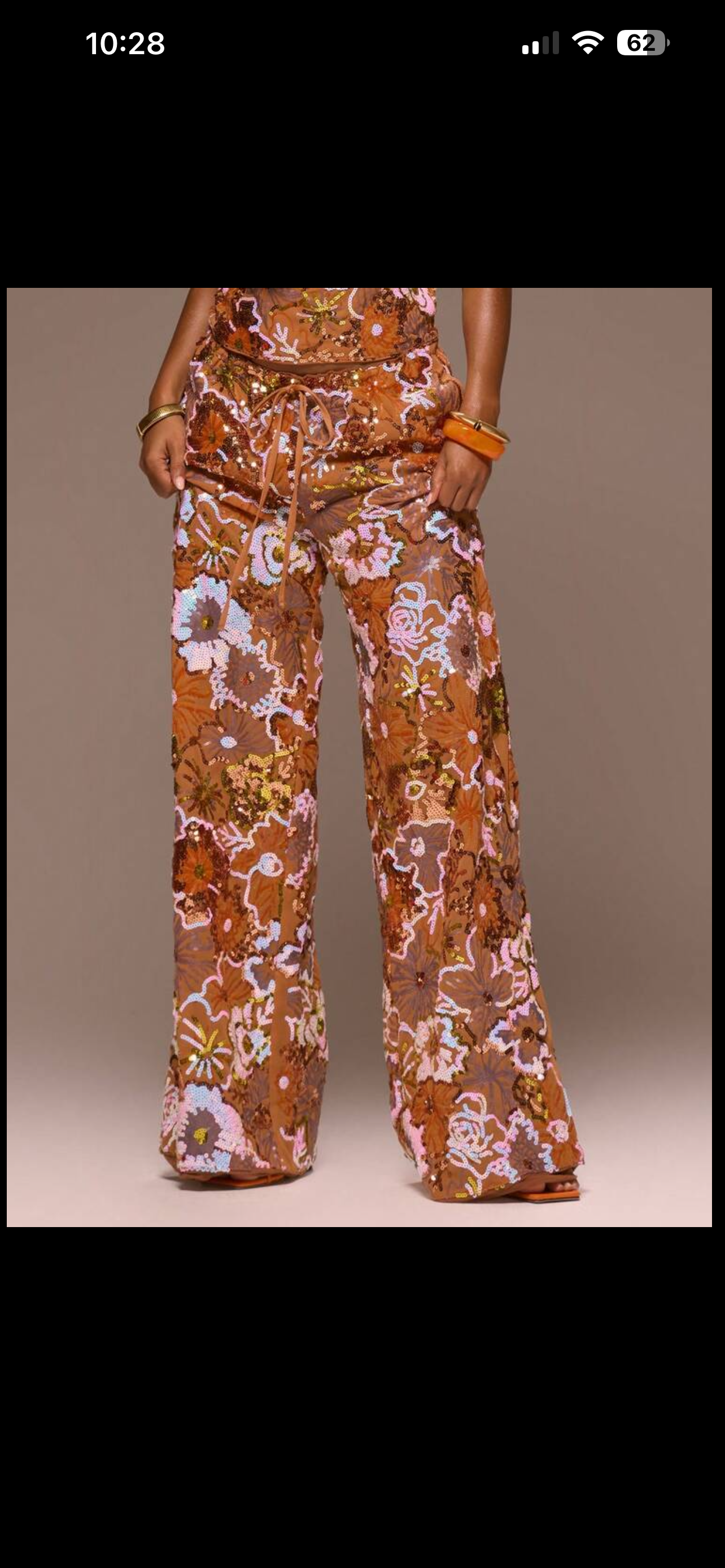 Orange flowers sequin resort pants