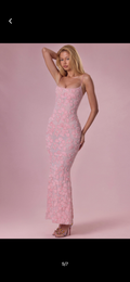 Babypink embellished allover floral maxi dress