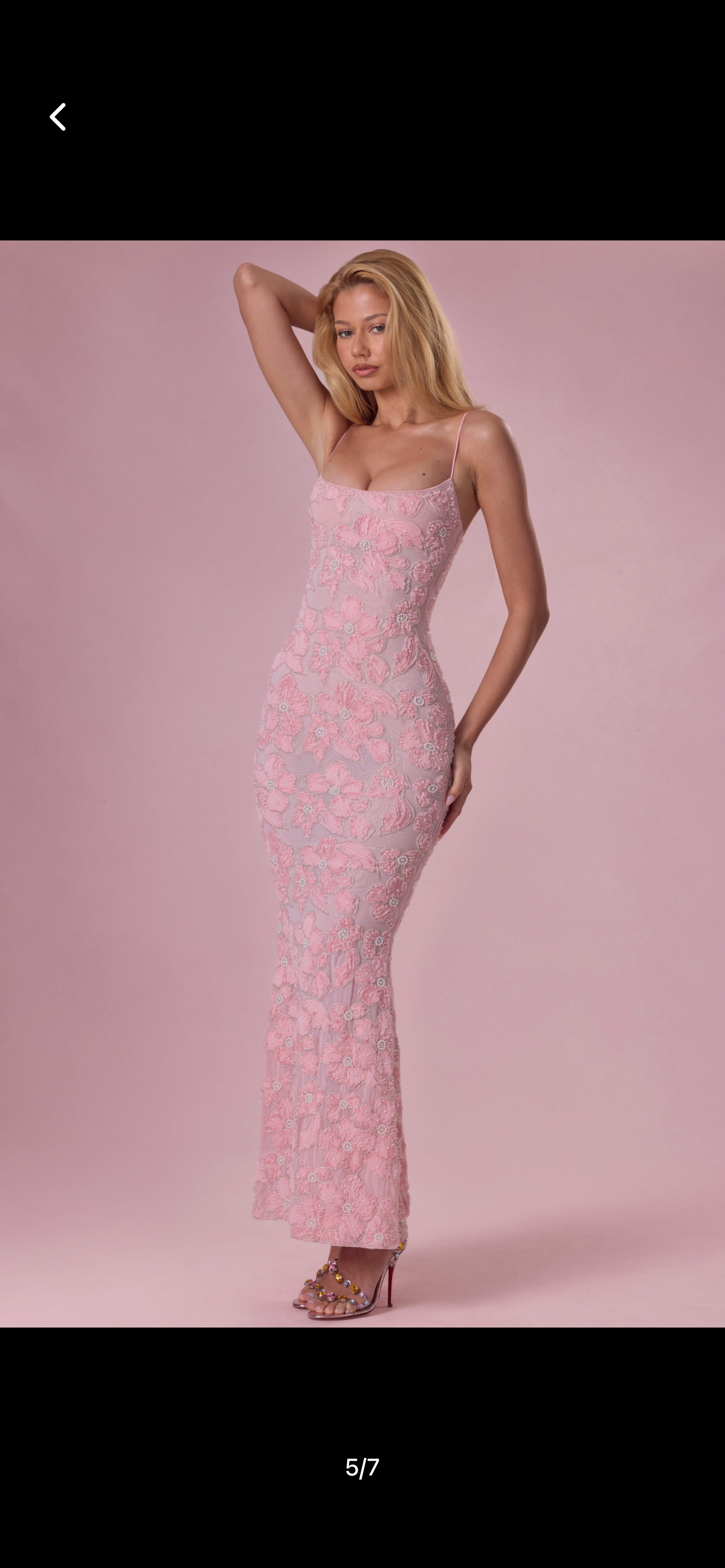 Babypink embellished allover floral maxi dress
