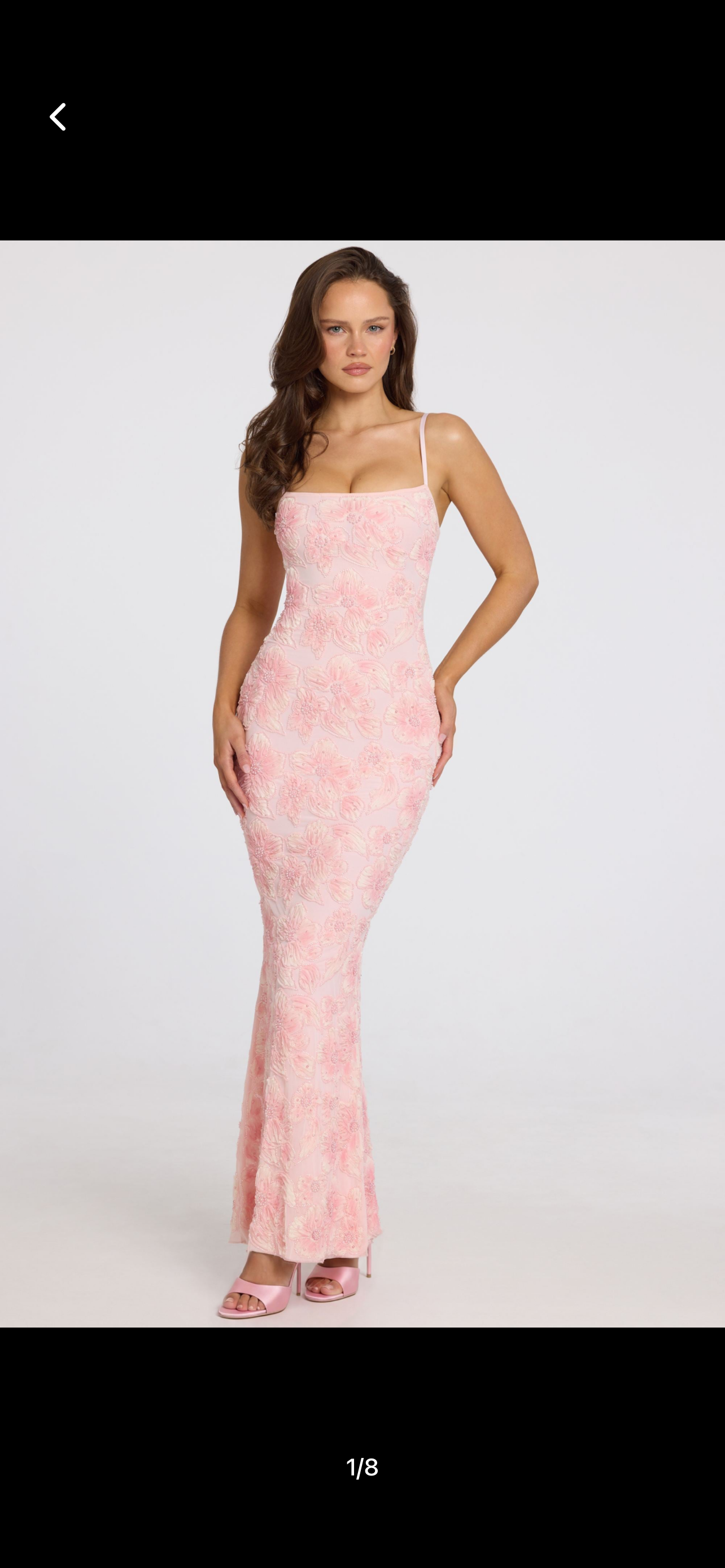Premium allover embellished floral maxi dress in whitish rose