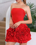 3D floral Red Mini dress