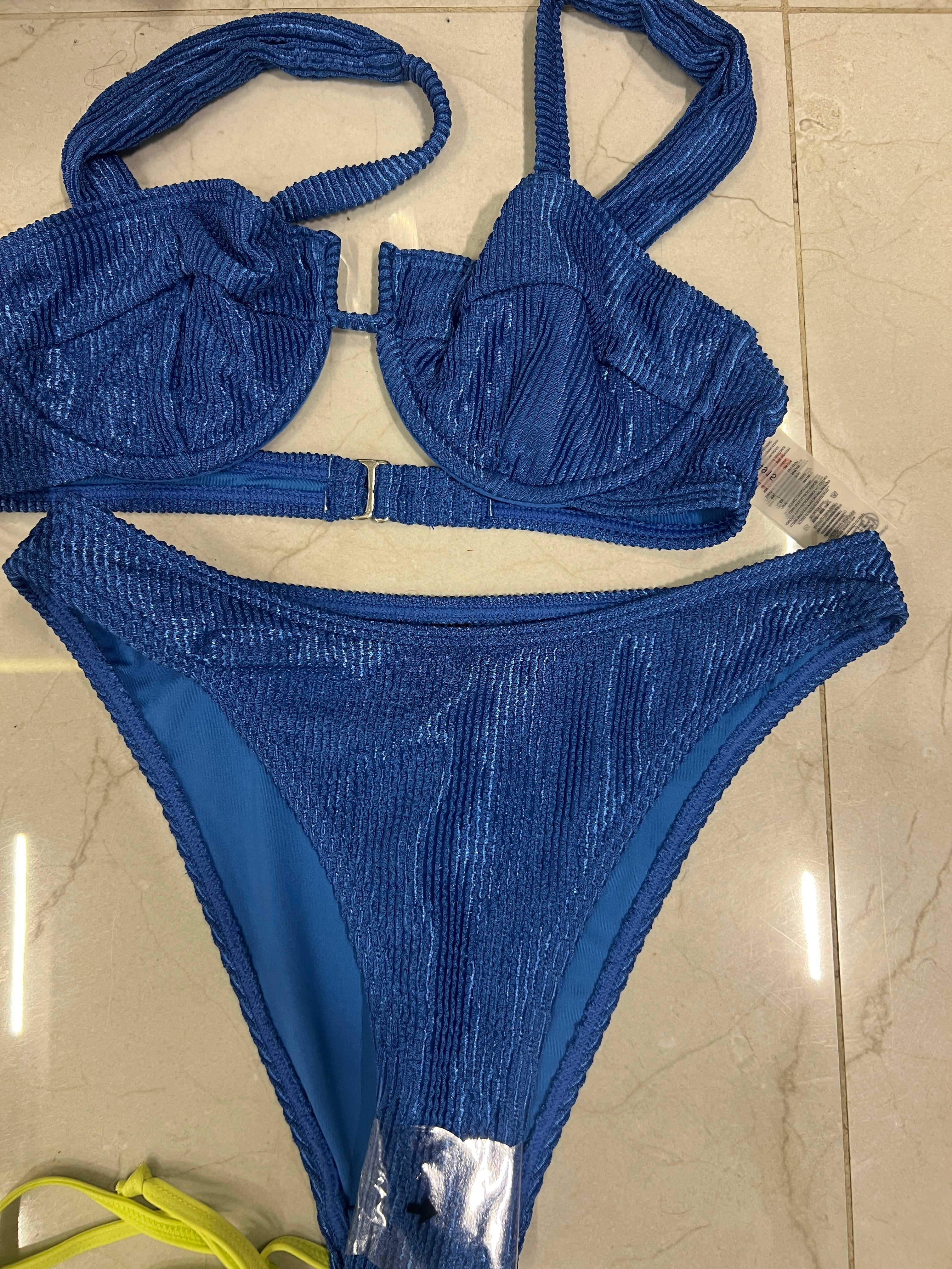 Blue bikini underwired