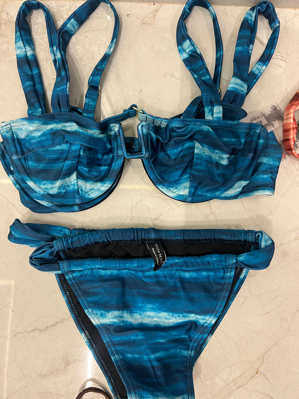 Blue tiedye bikini underwired
