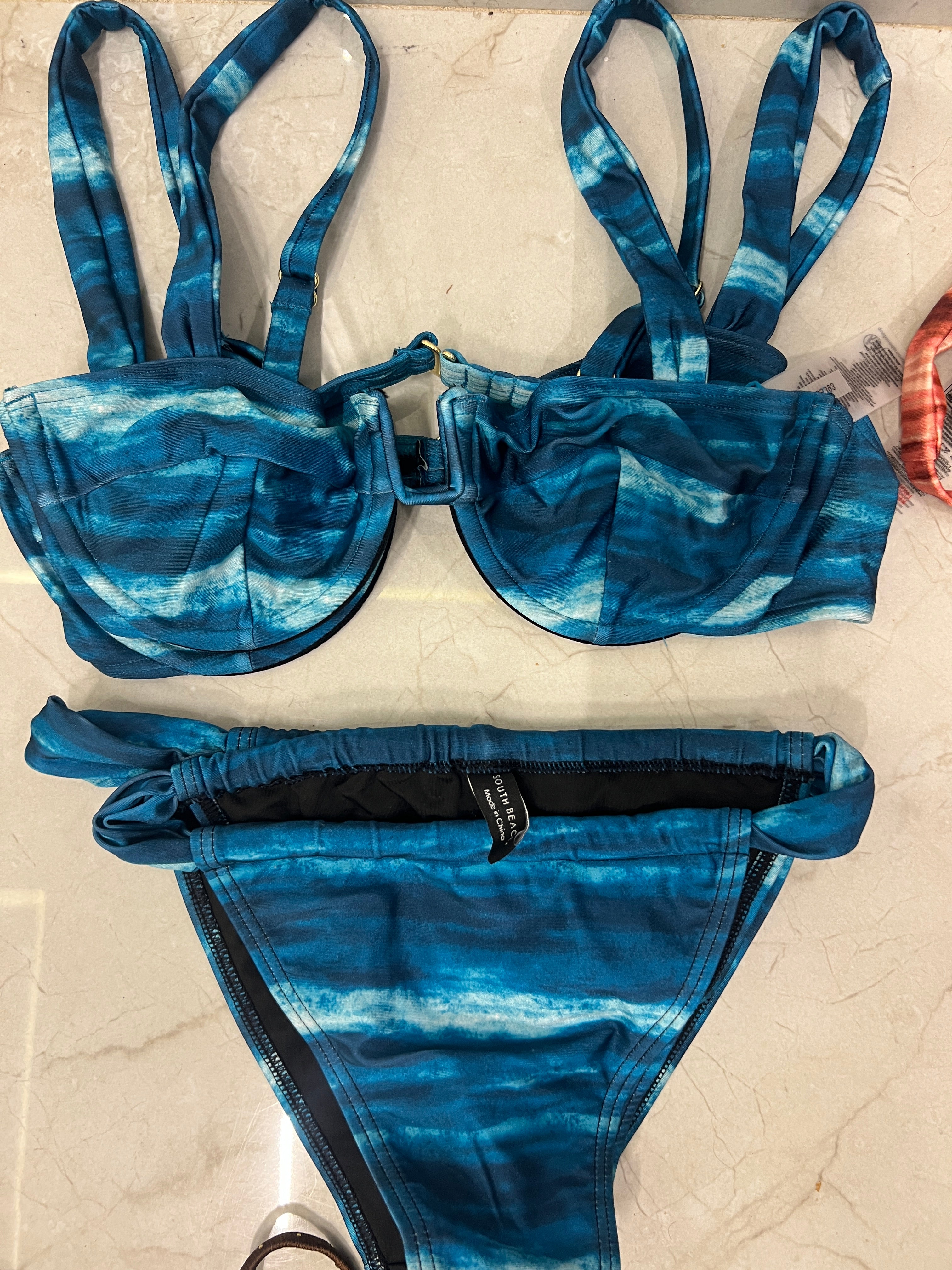Blue tiedye bikini underwired