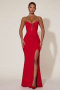 Cupped corset Maxi red dress