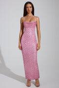 Sequin cowl neck with back cutouts maxi gown