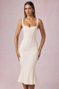 Corset cupped mini dress in off white