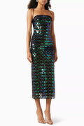Embellished green coins maxi dress