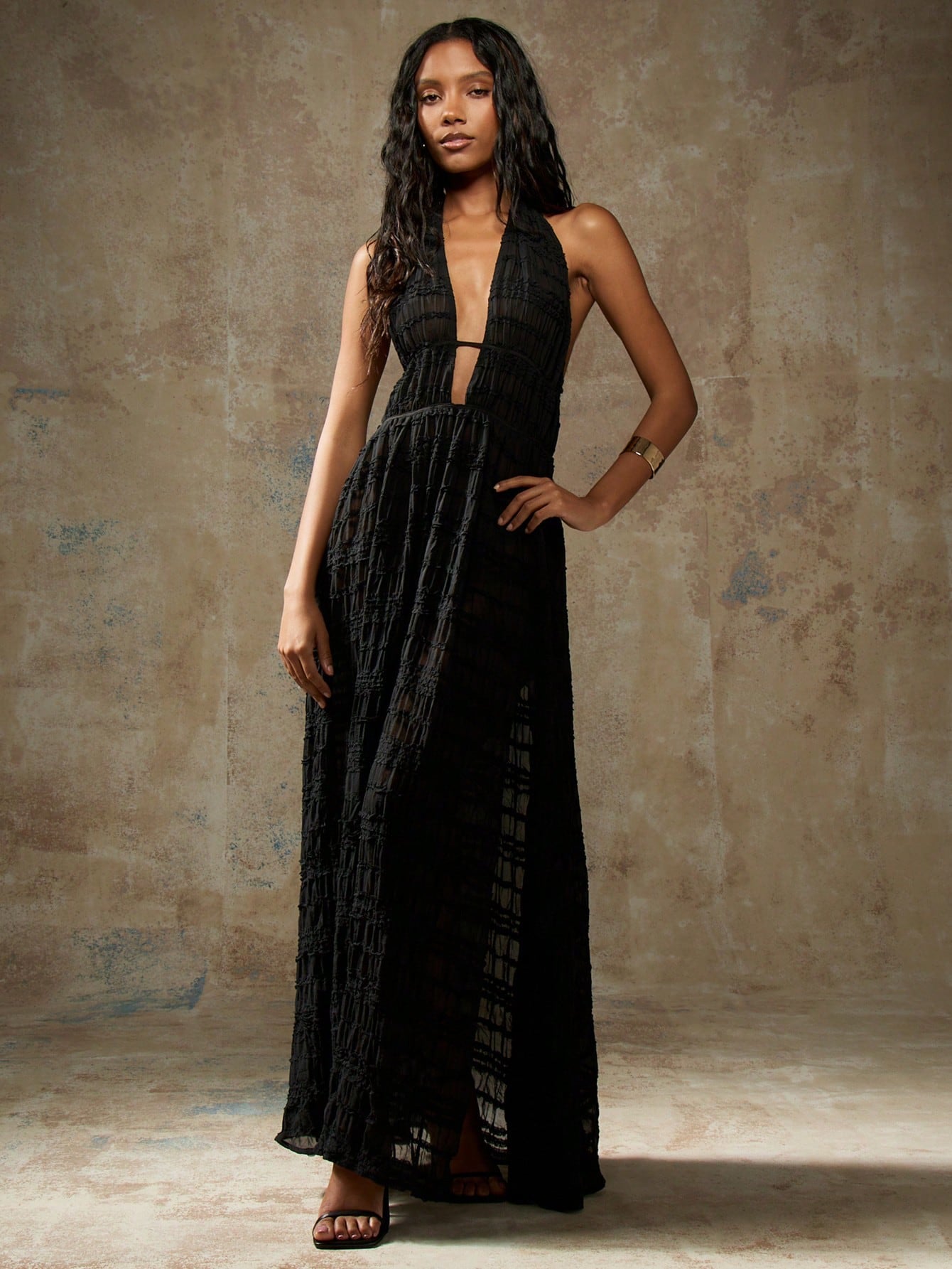 Halter neck backless resort maxi dress