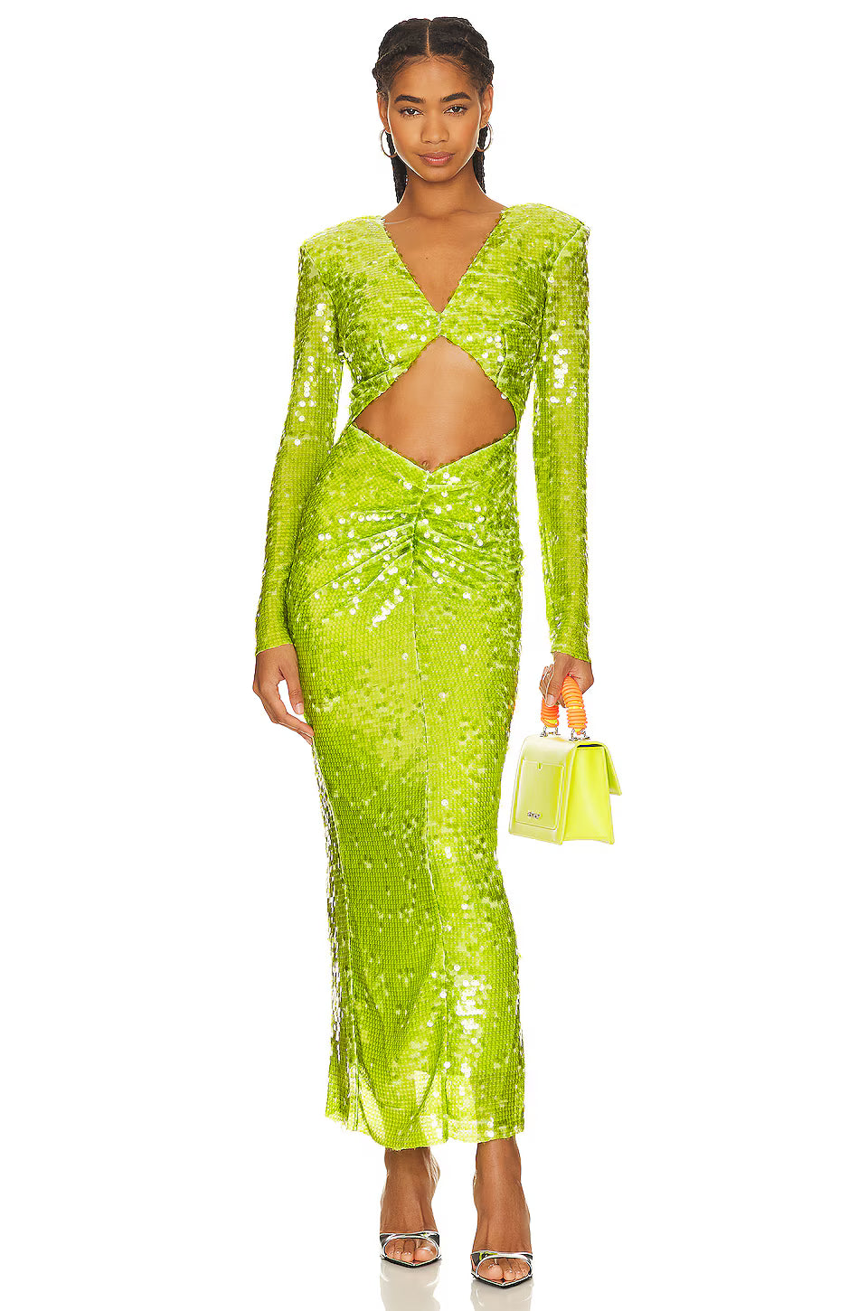Sequin cutout longsleeve maxi dress