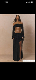 Black lace ruffle off shoulders set