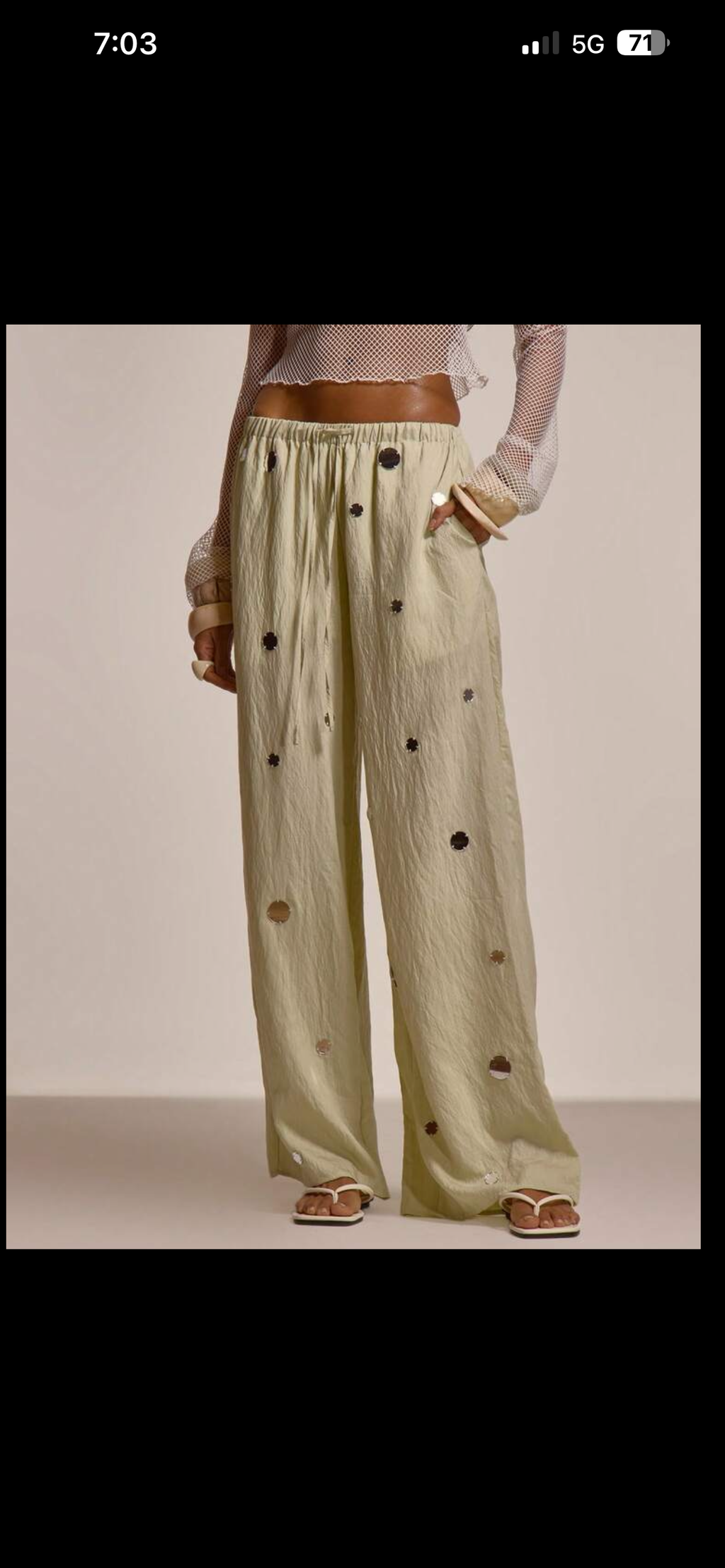 Linen pants with circle silver coins