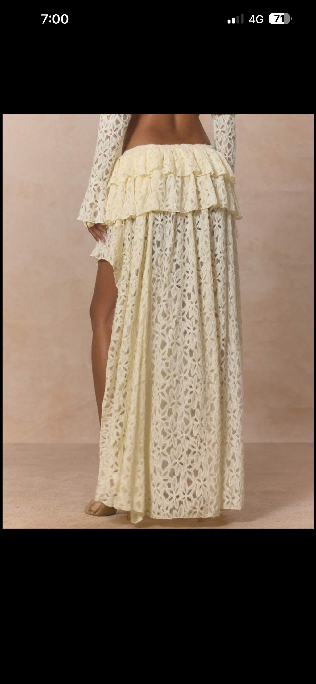 Off white ruffle lace off shoulders set