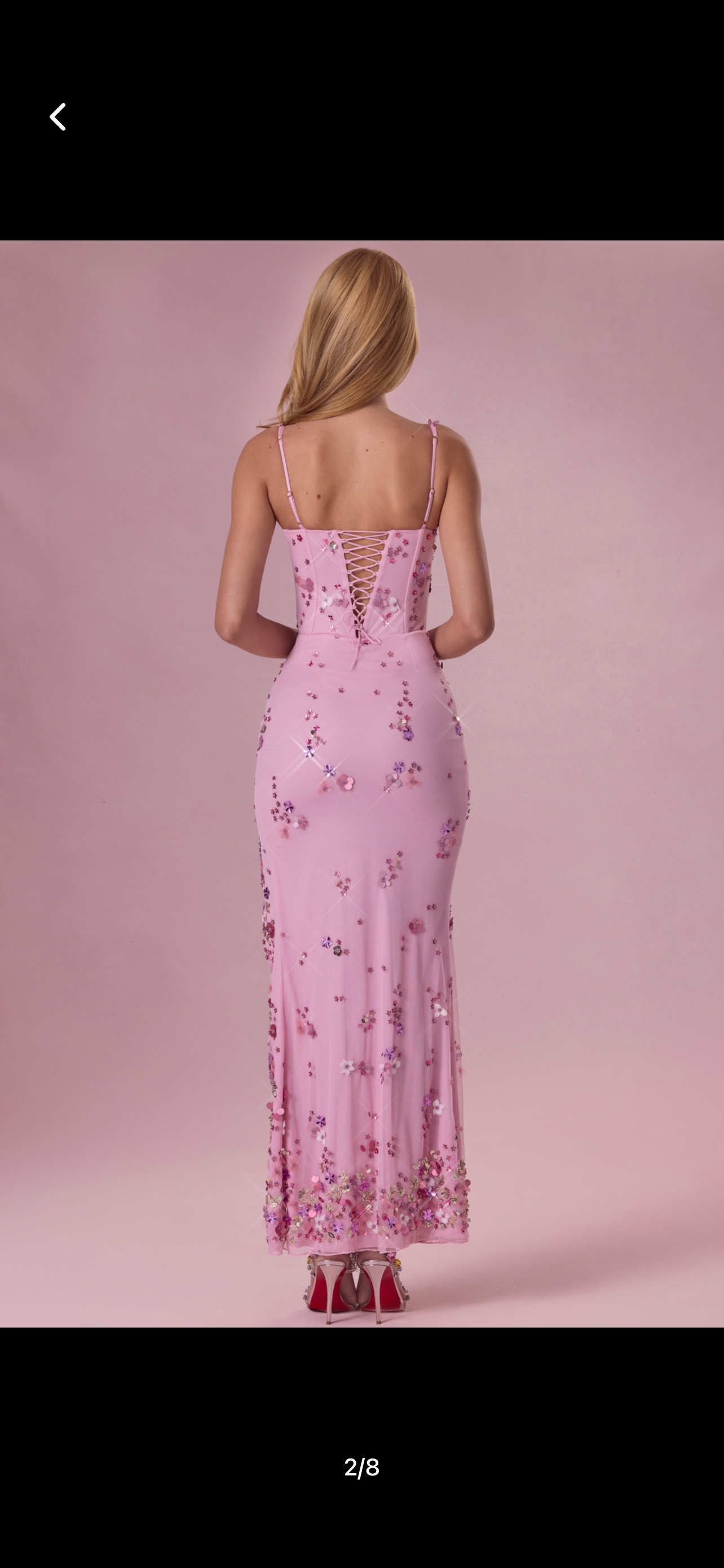 Embellished Pink square neck florals with slit