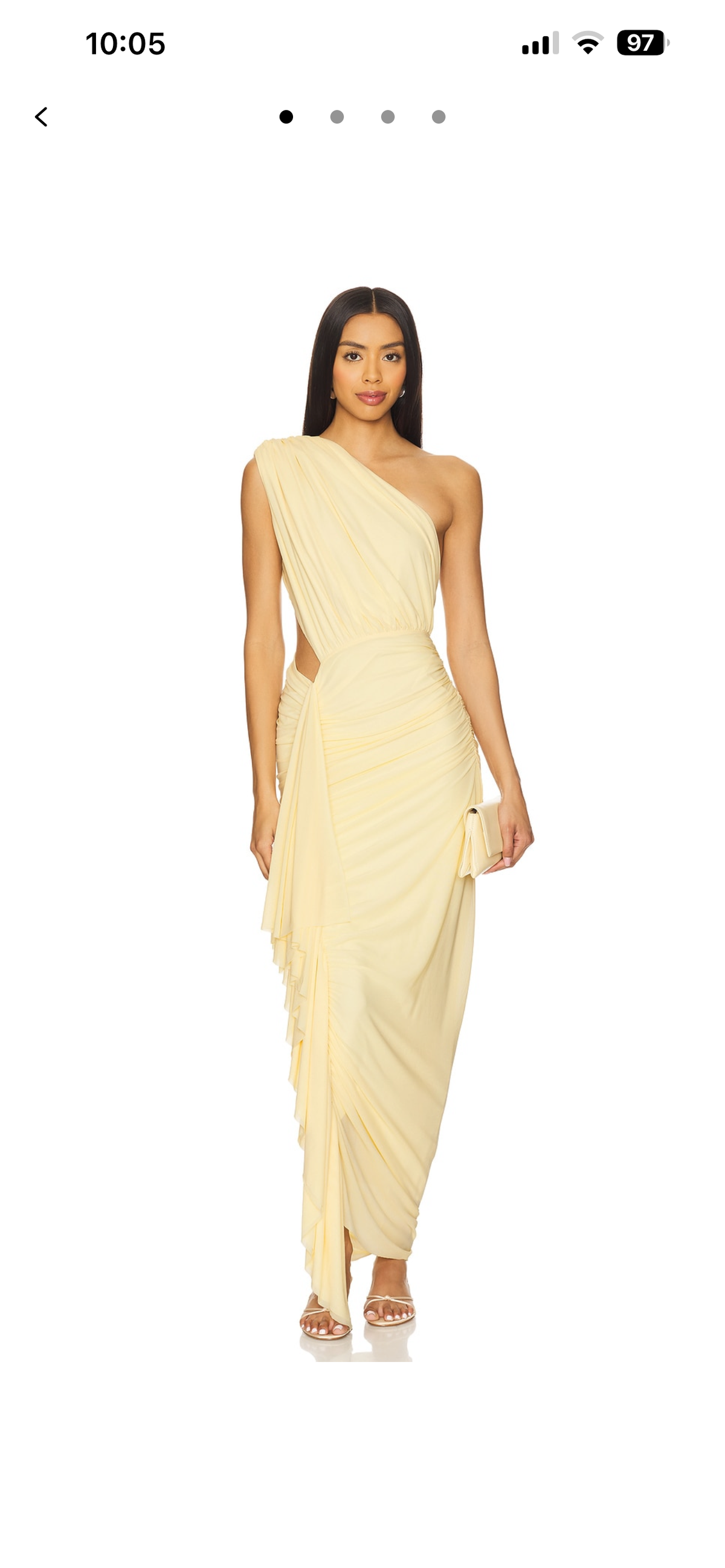 One shoulder asymmetrical mesh maxi dress in yellow