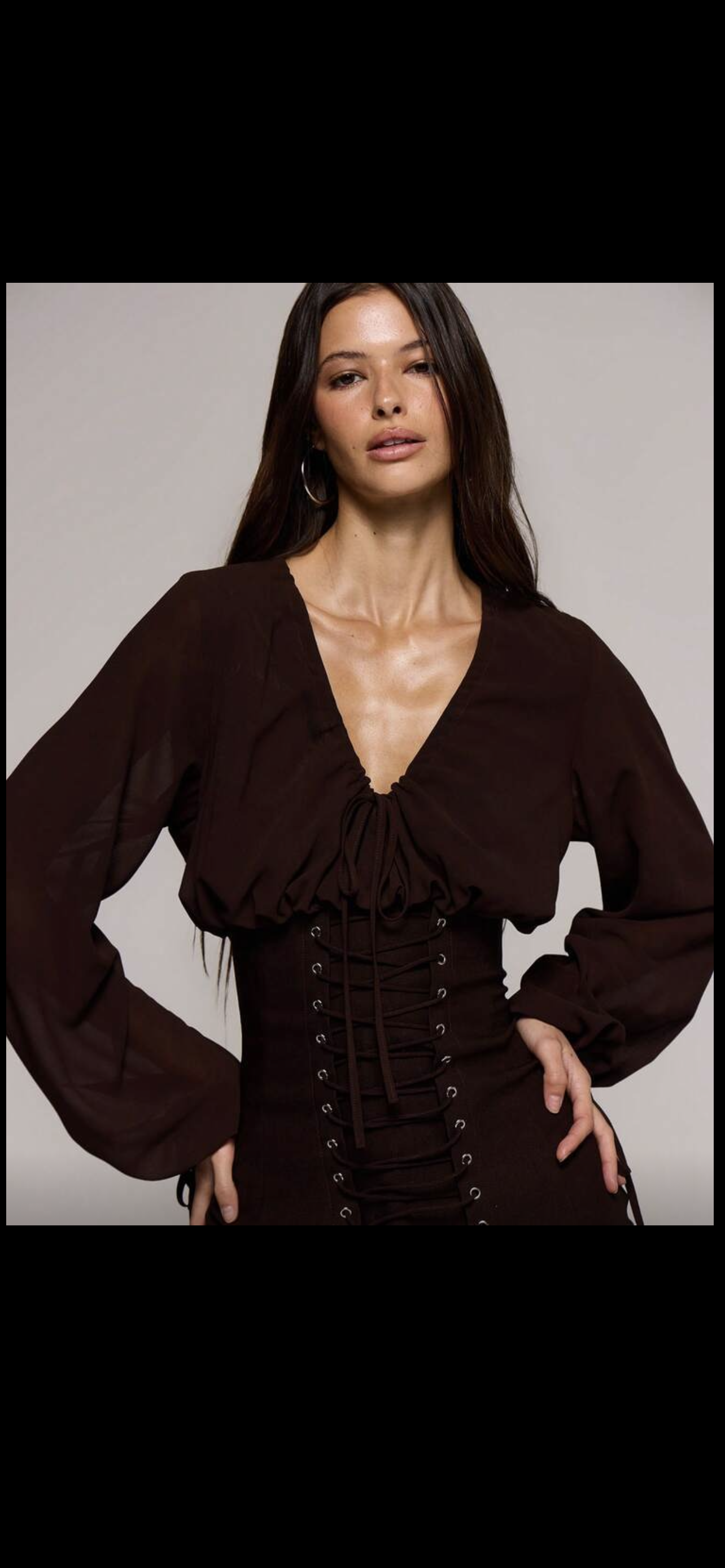 Plunge V neck lace up mini dress
