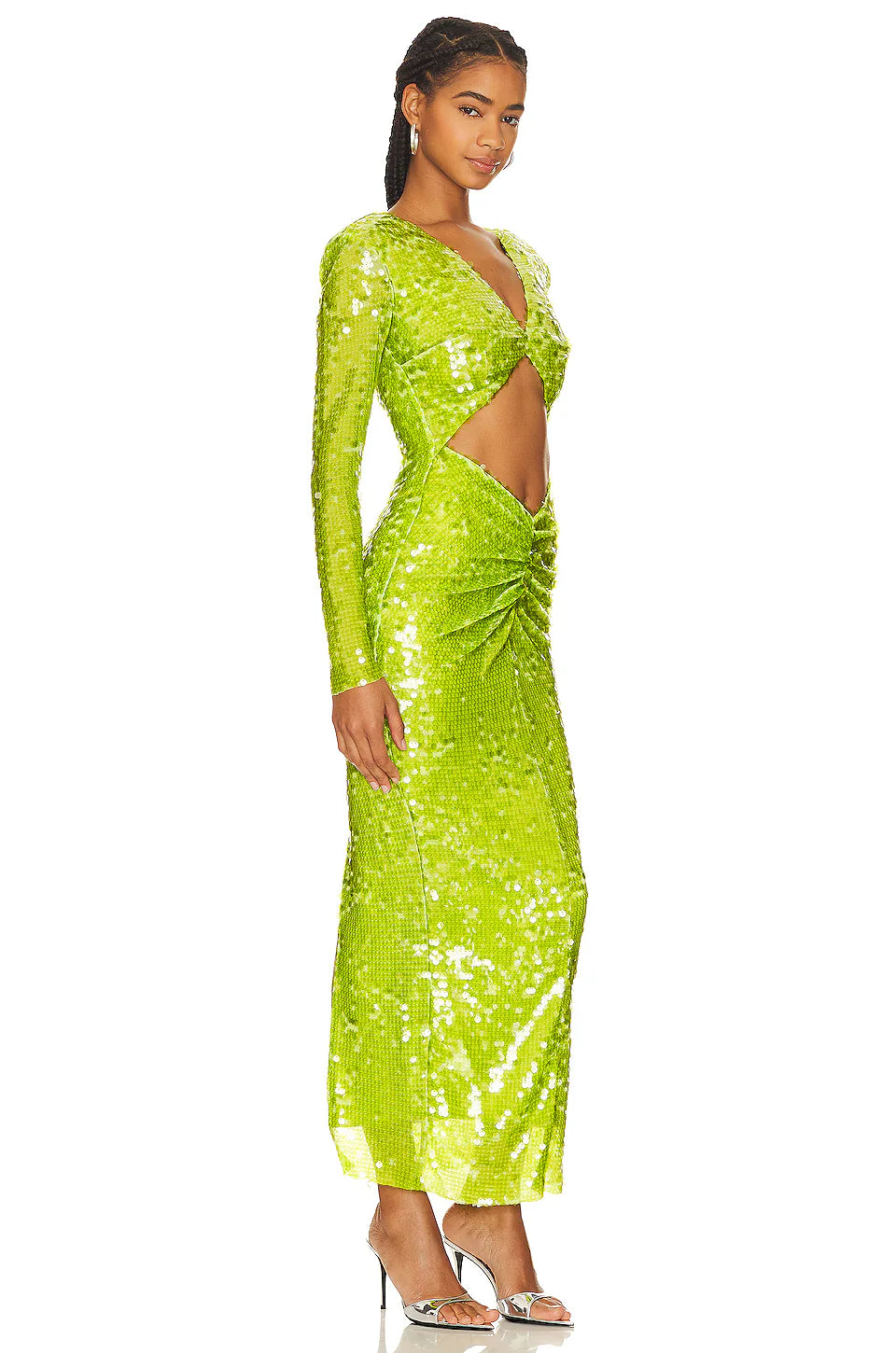 Sequin cutout longsleeve maxi dress