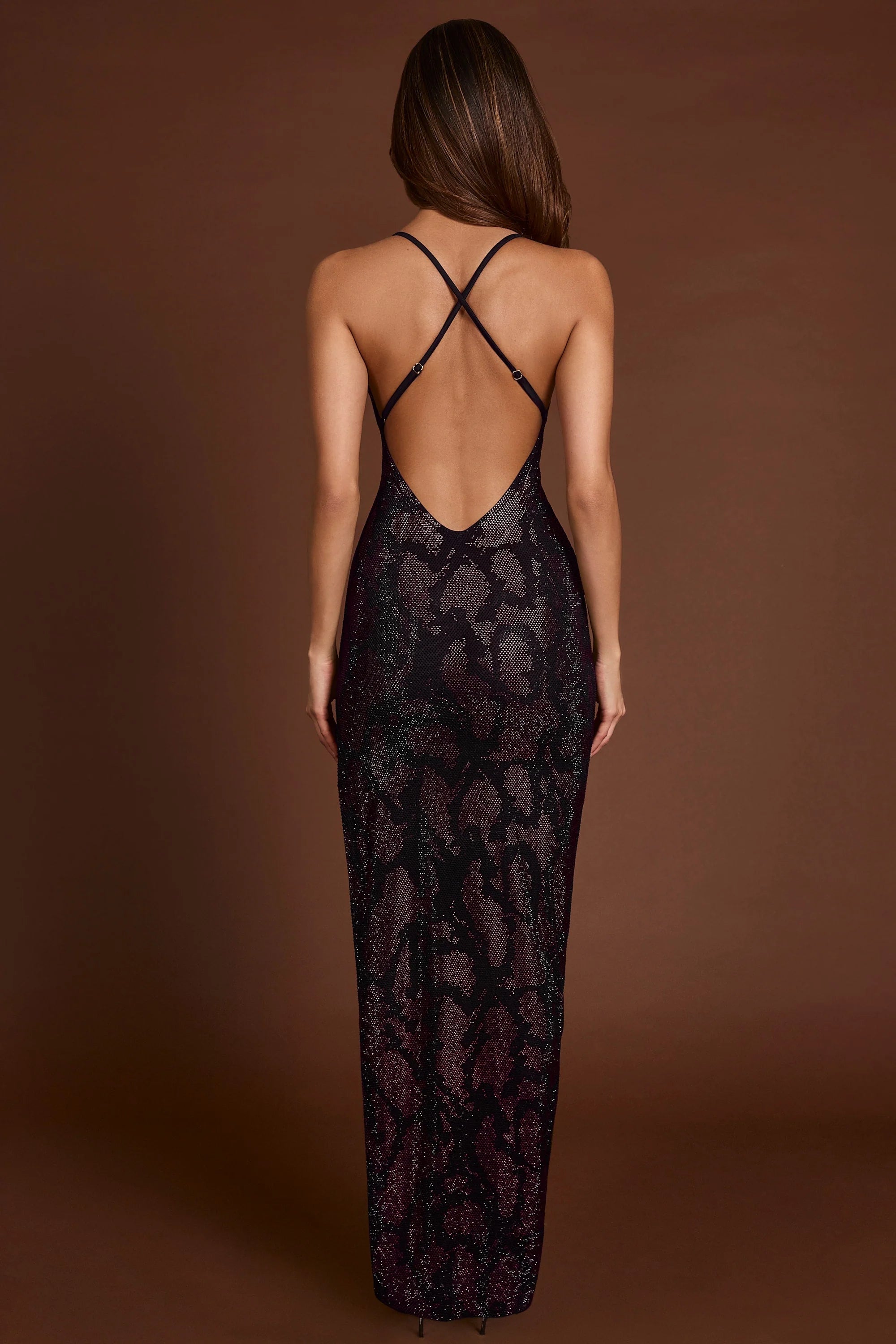 Embellished snake print cross back
