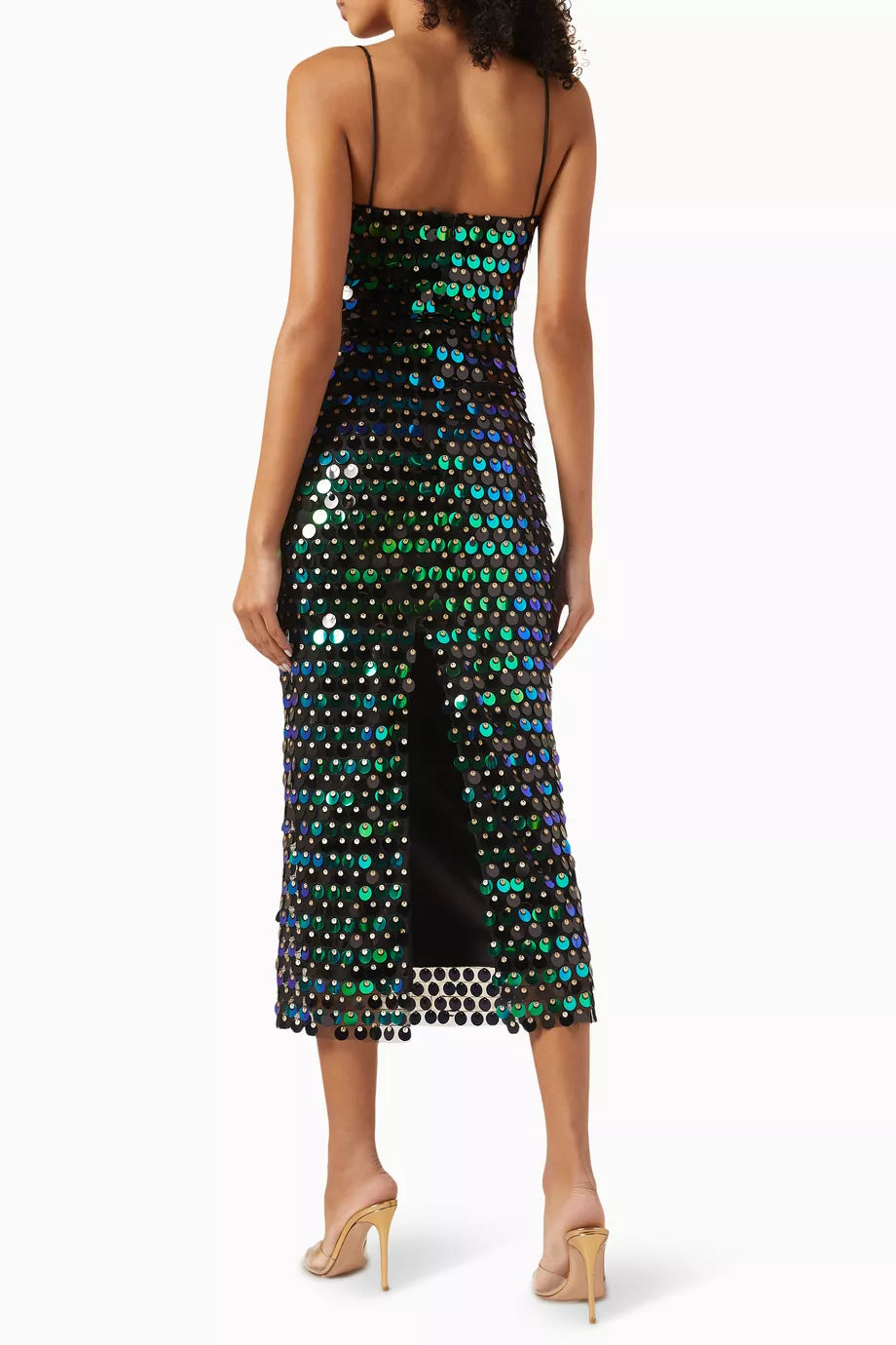 Embellished green coins maxi dress