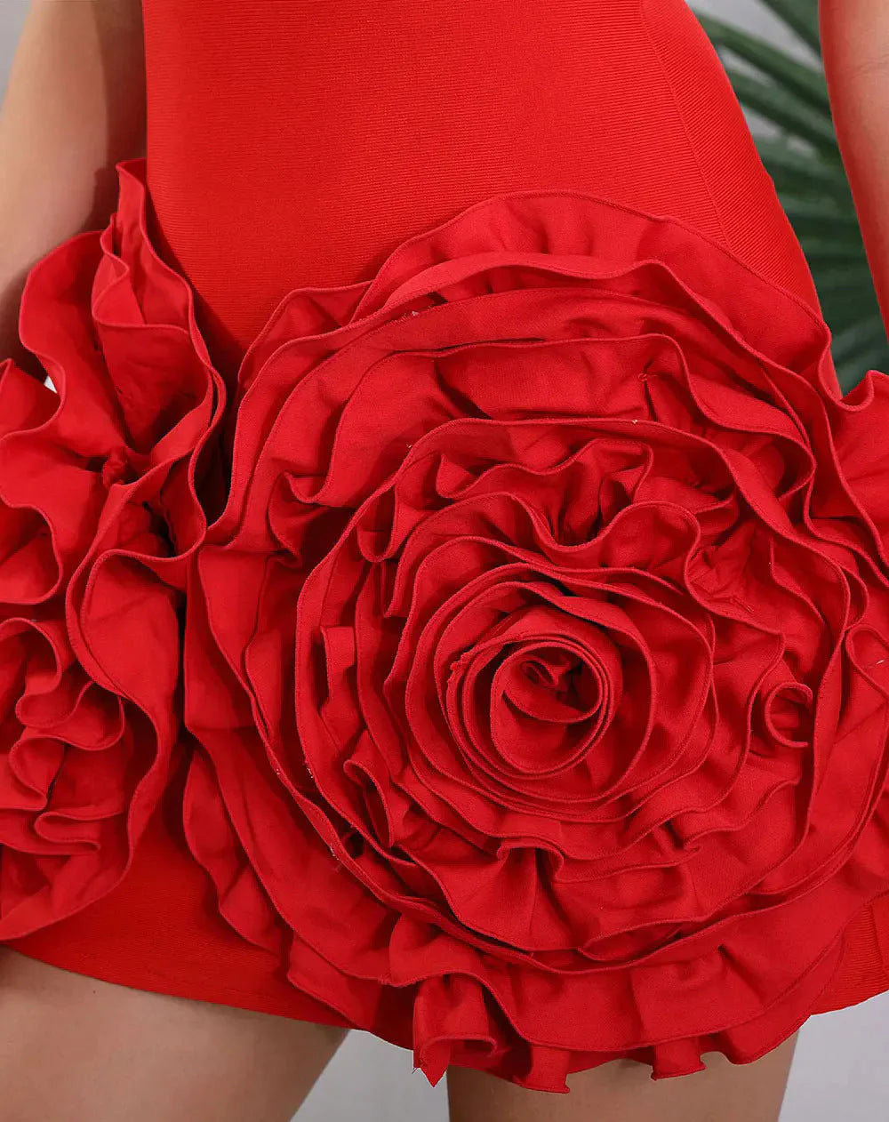 3D floral Red Mini dress