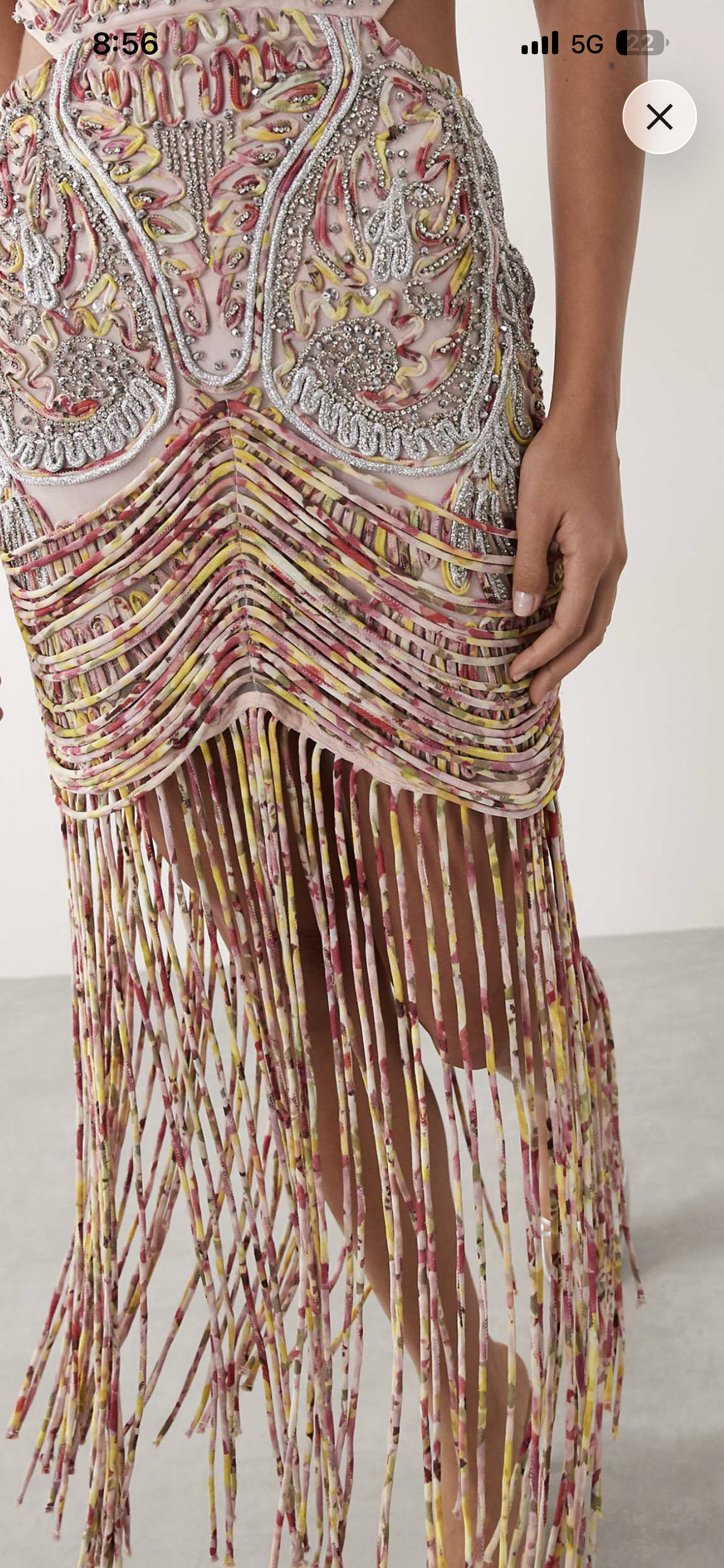 Premium embedded fringe cupped dress