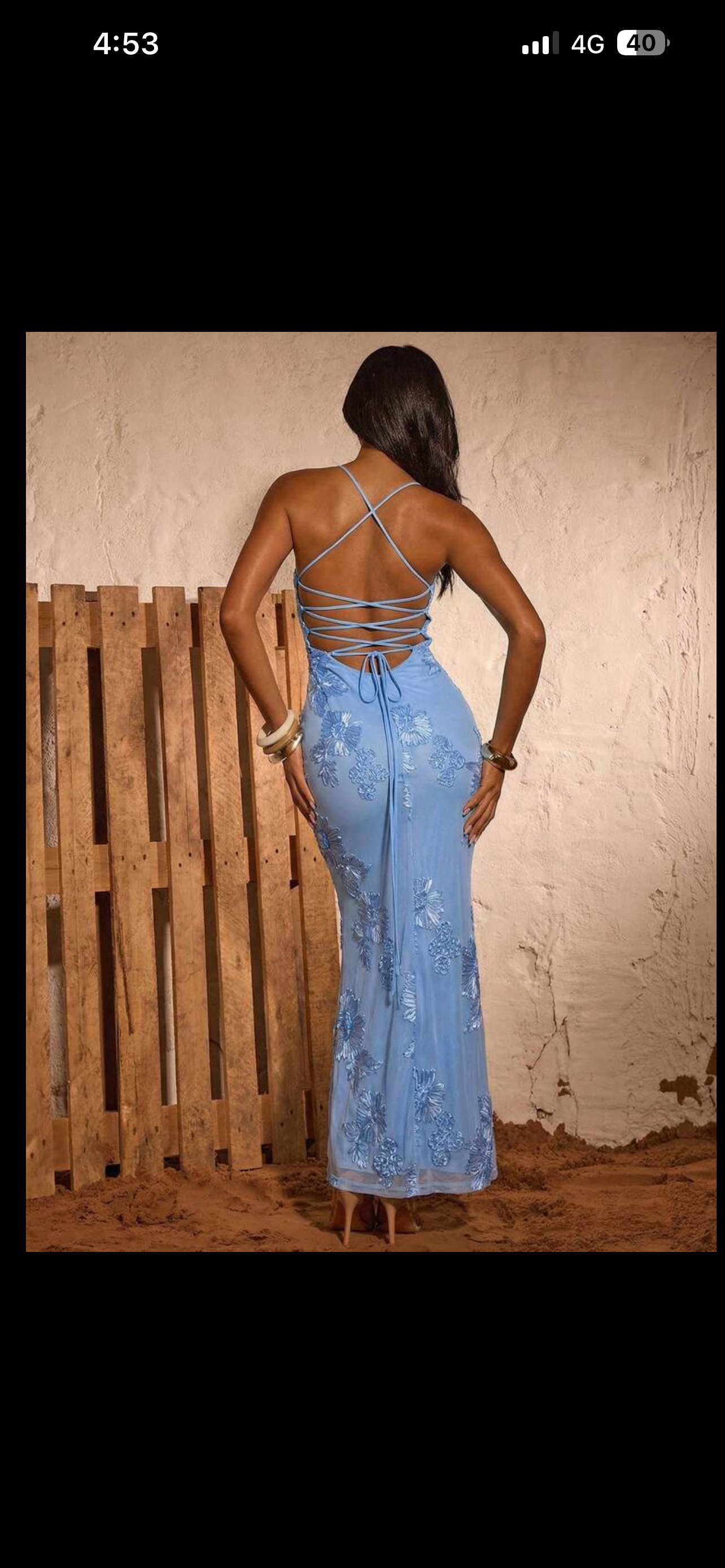 Blue backless corset floral dress