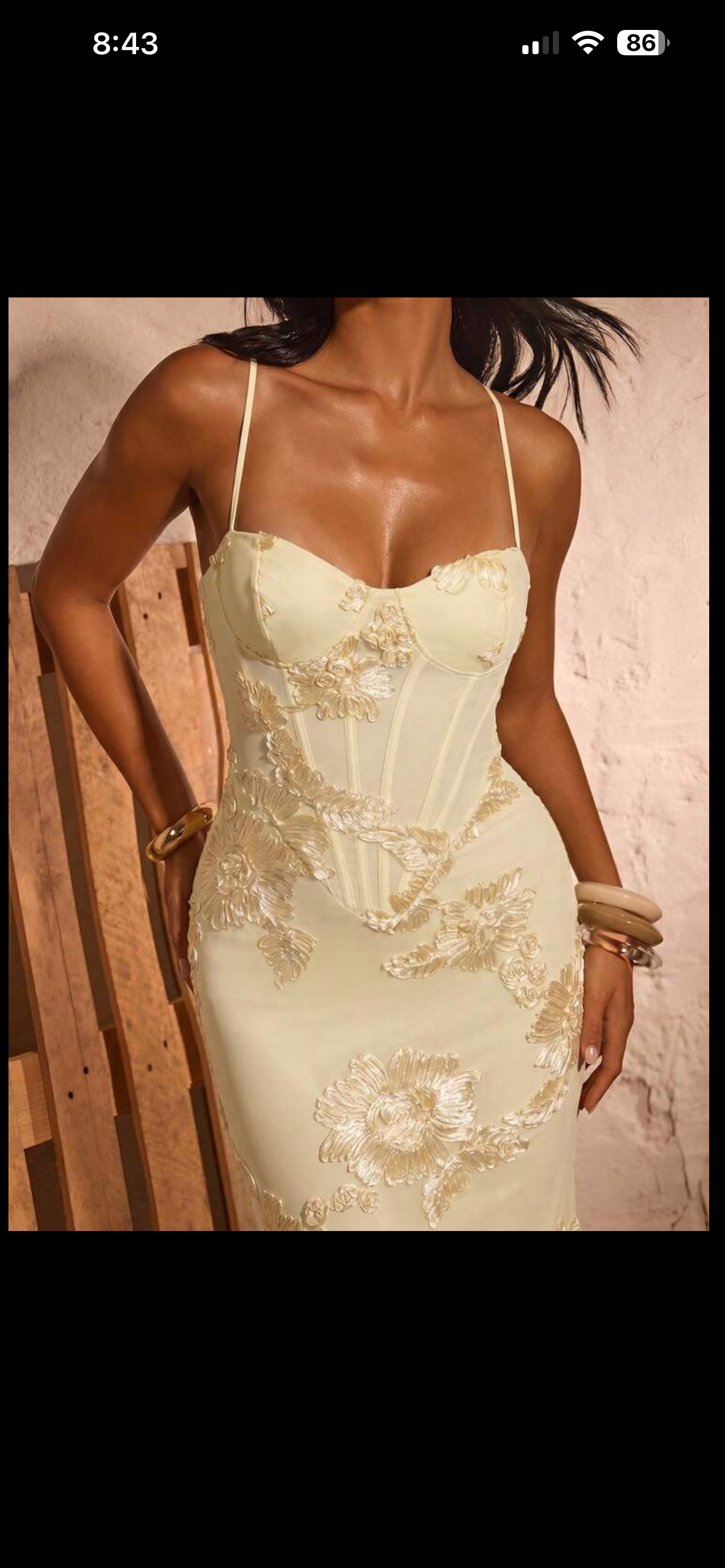 Cupped floral corset dress in butter yellow