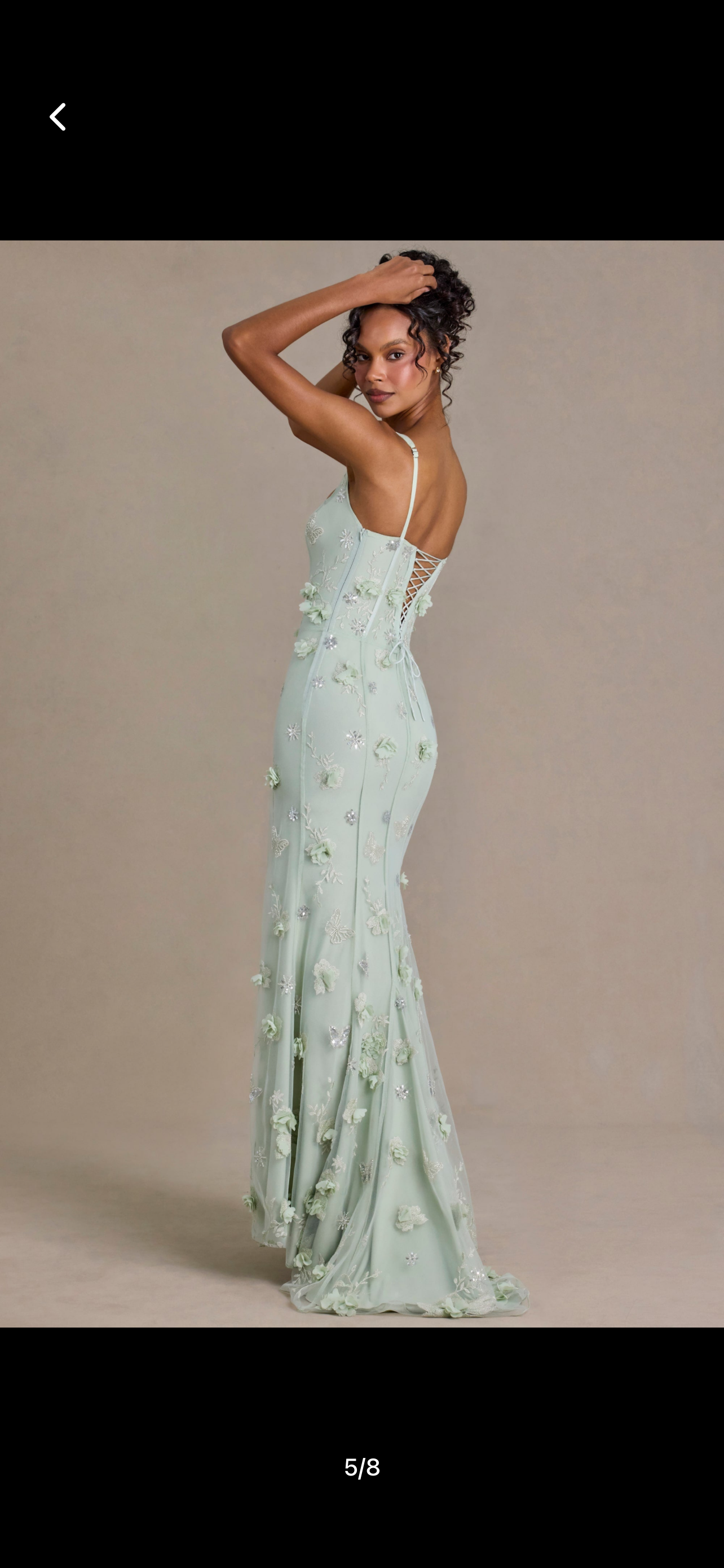 Sage green embellished 3d floral gown