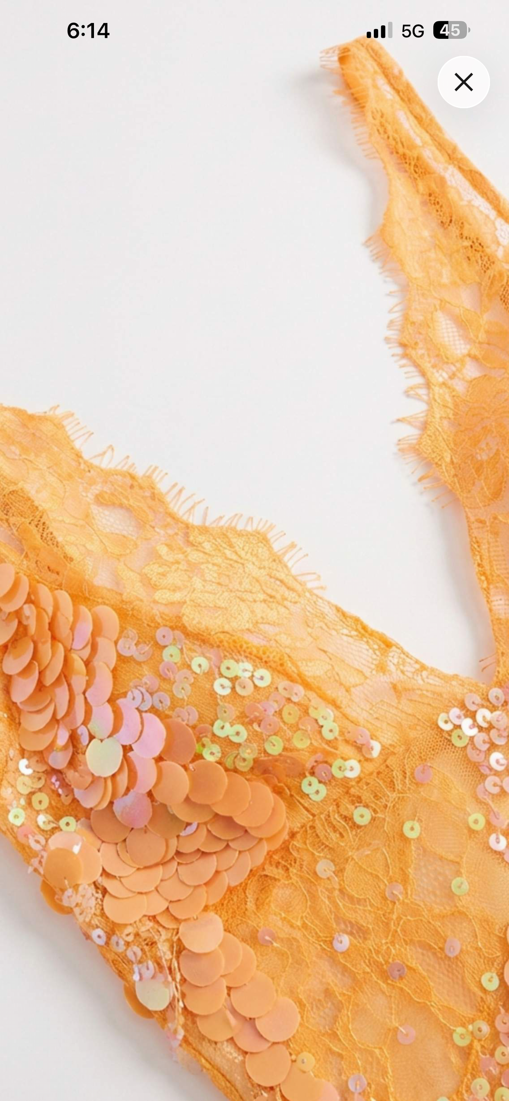 Lace embellished plunge in orange