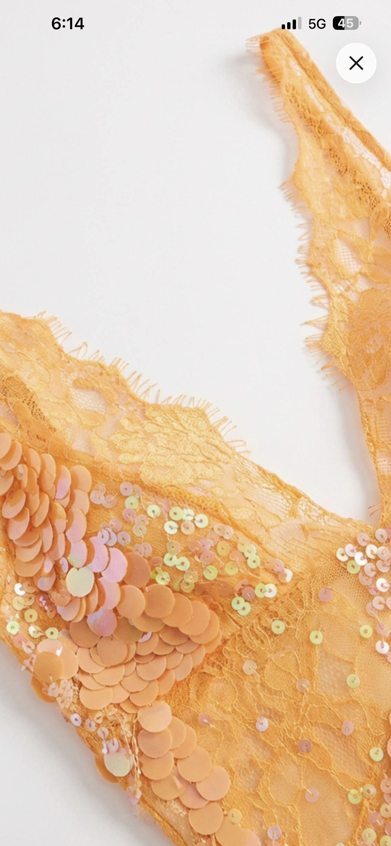 Lace embellished plunge in orange