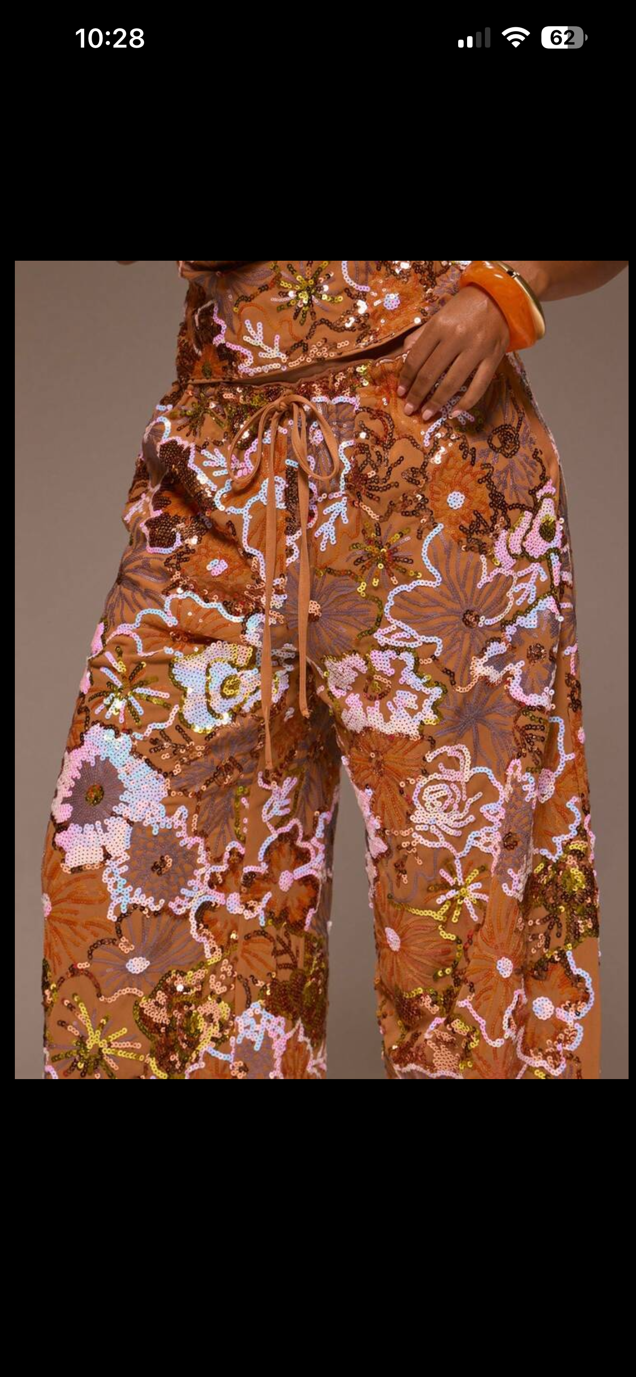 Orange flowers sequin resort pants