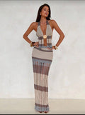Grey stripe knit set