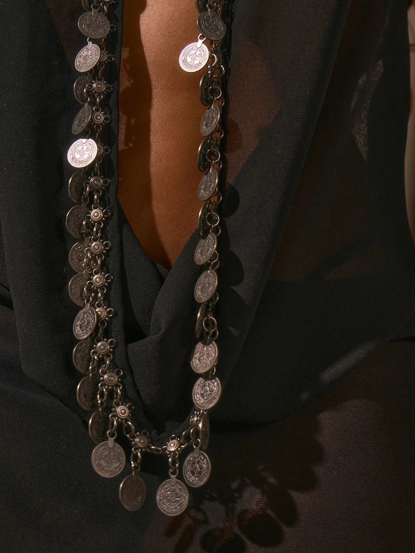 Black sheer silver coins cover up