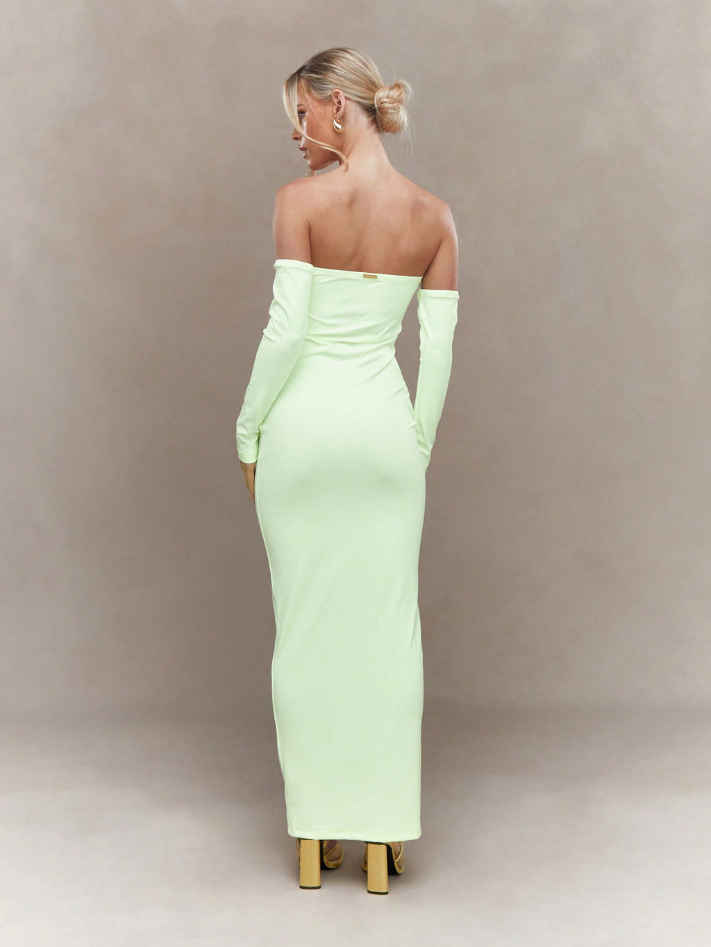 Cutout long sleeve slinky maxi dress