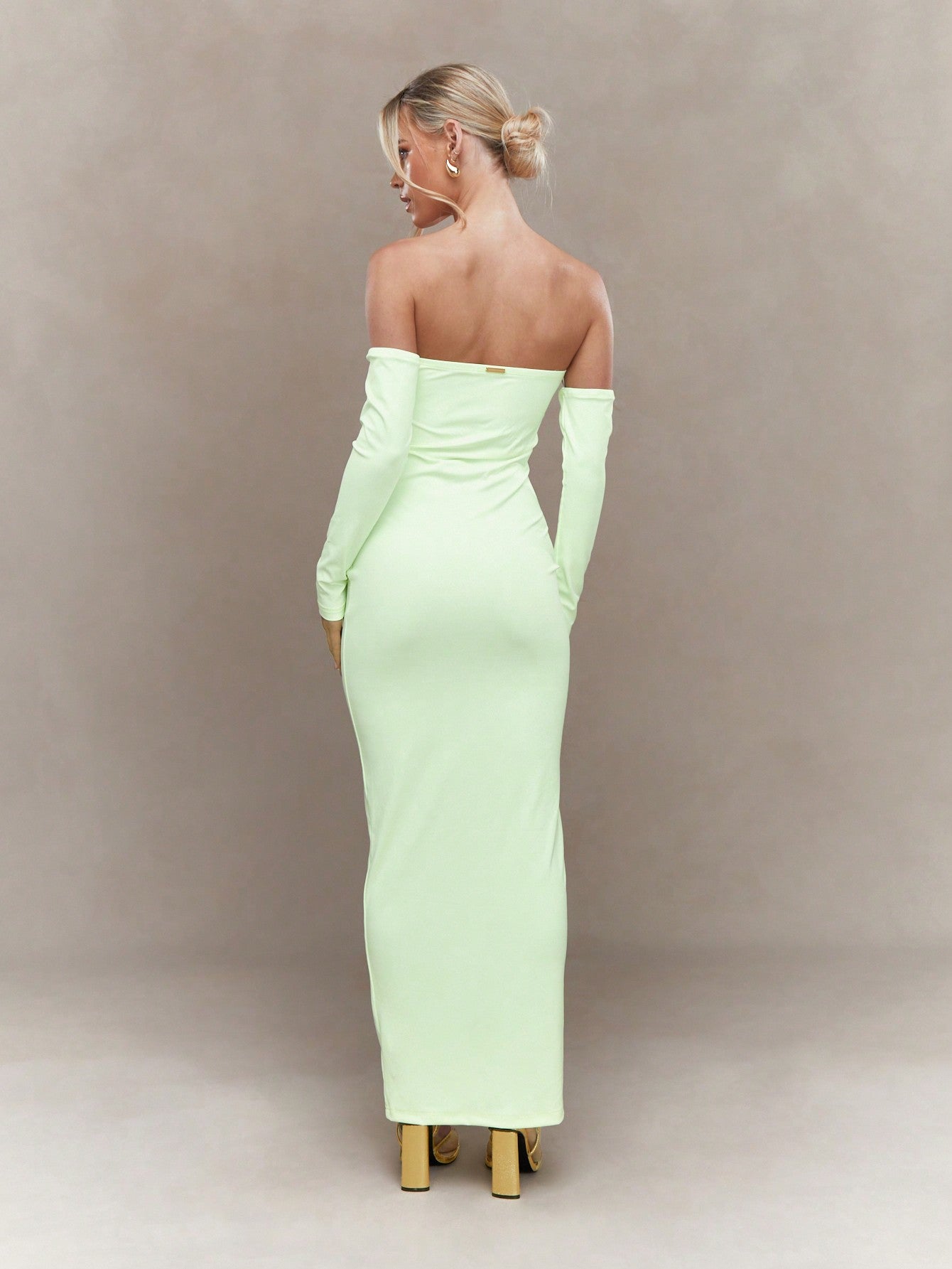 Cutout long sleeve slinky maxi dress