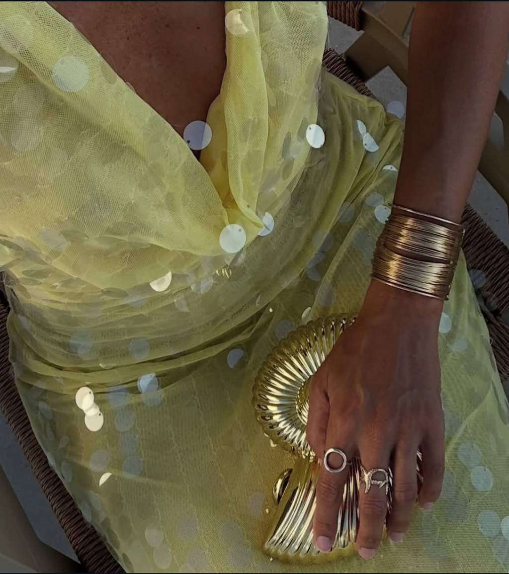 Mermaid sequin halter-neck backless maxi dress in yellow