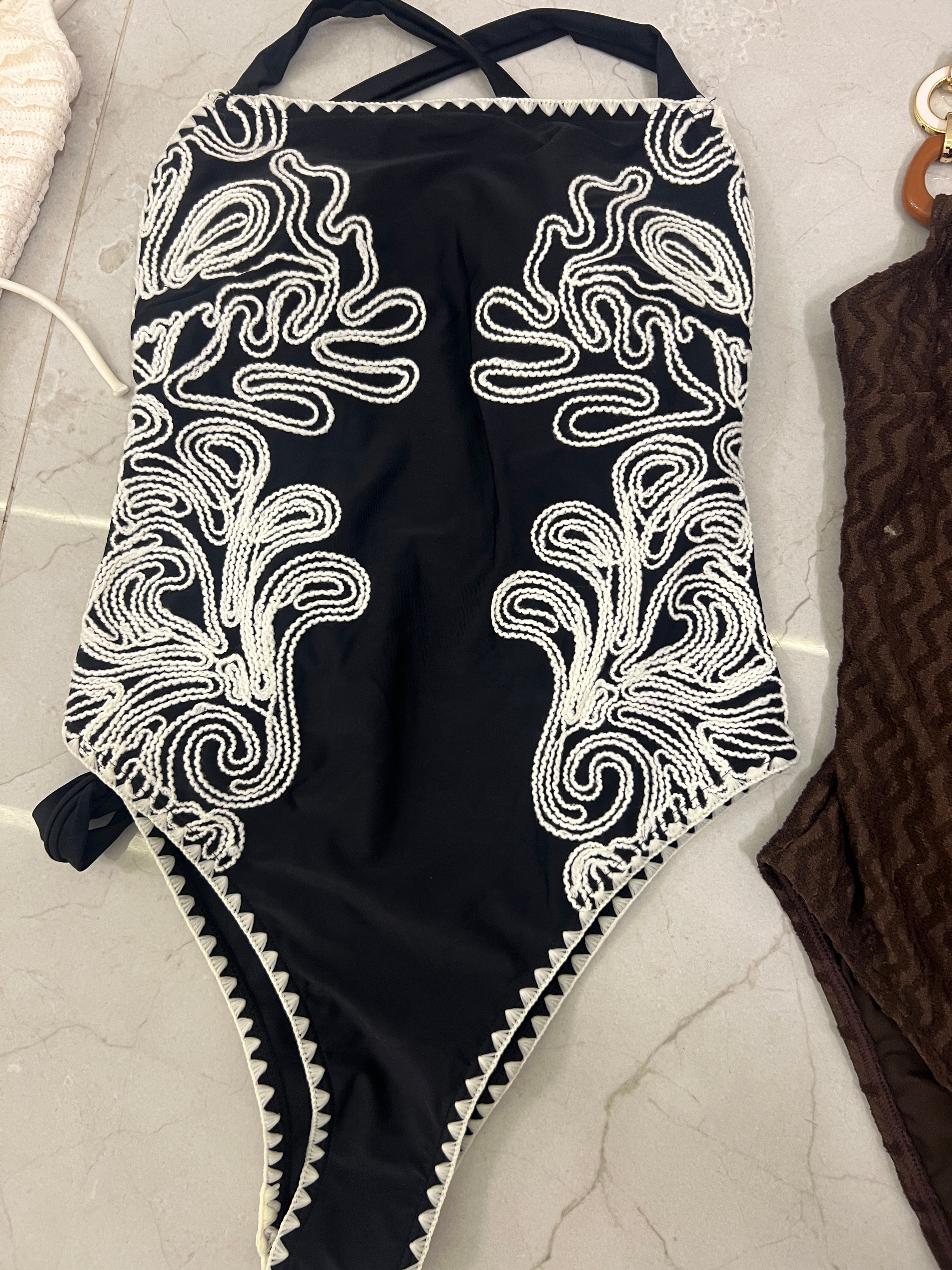 River Island broderie Swimsuit black