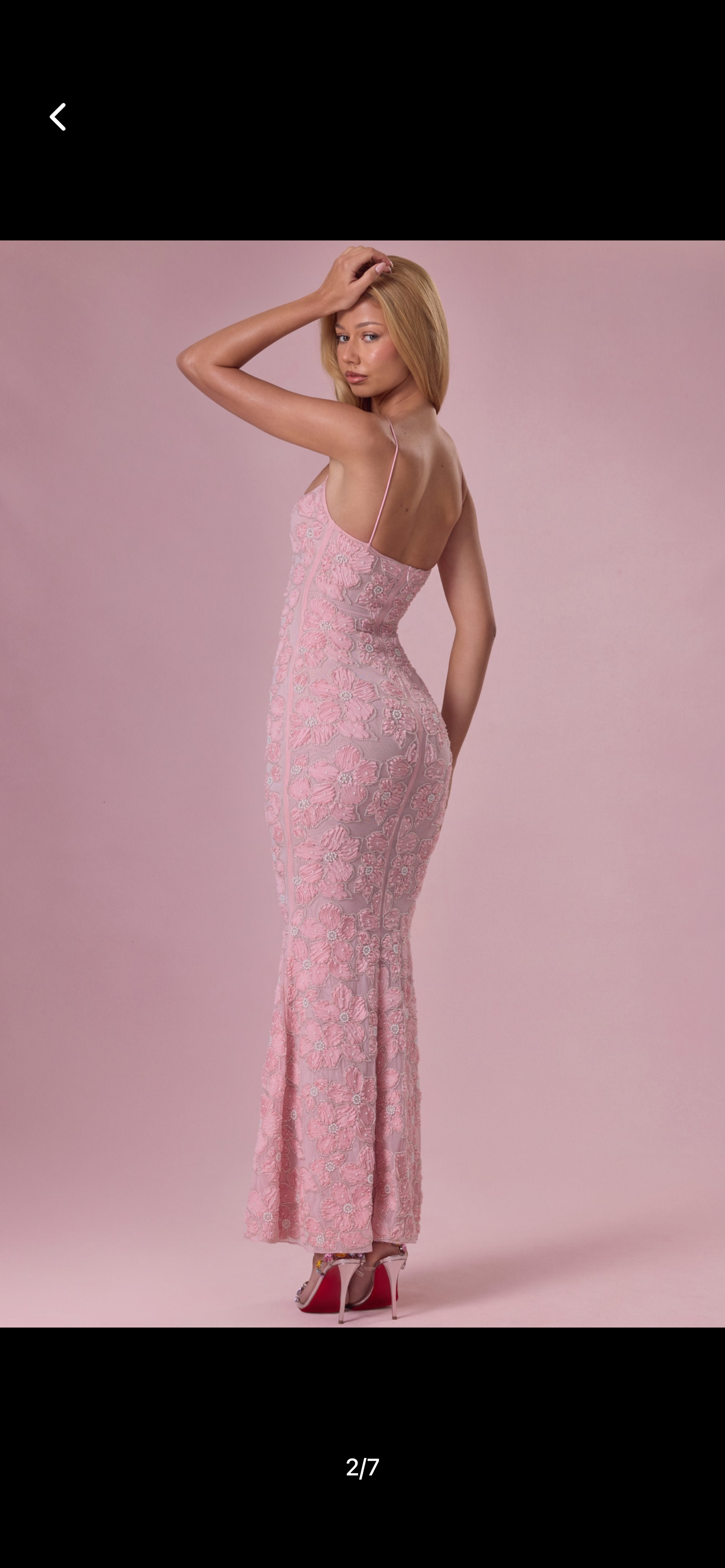 Babypink embellished allover floral maxi dress