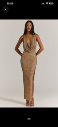 Leopard halter neck embellished maxi dress