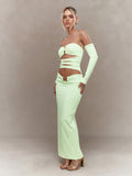 Cutout long sleeve slinky maxi dress