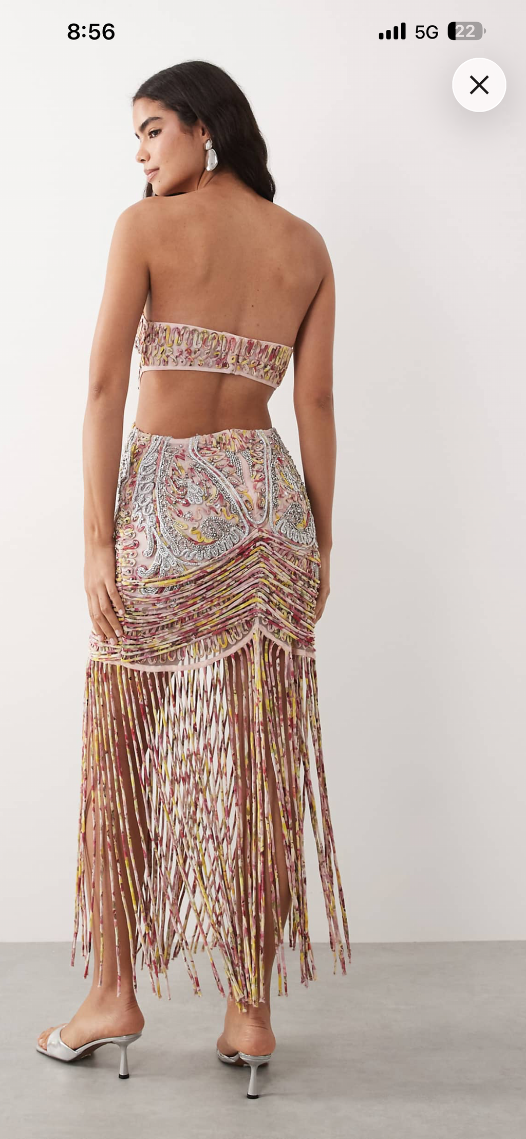 Premium embedded fringe cupped dress