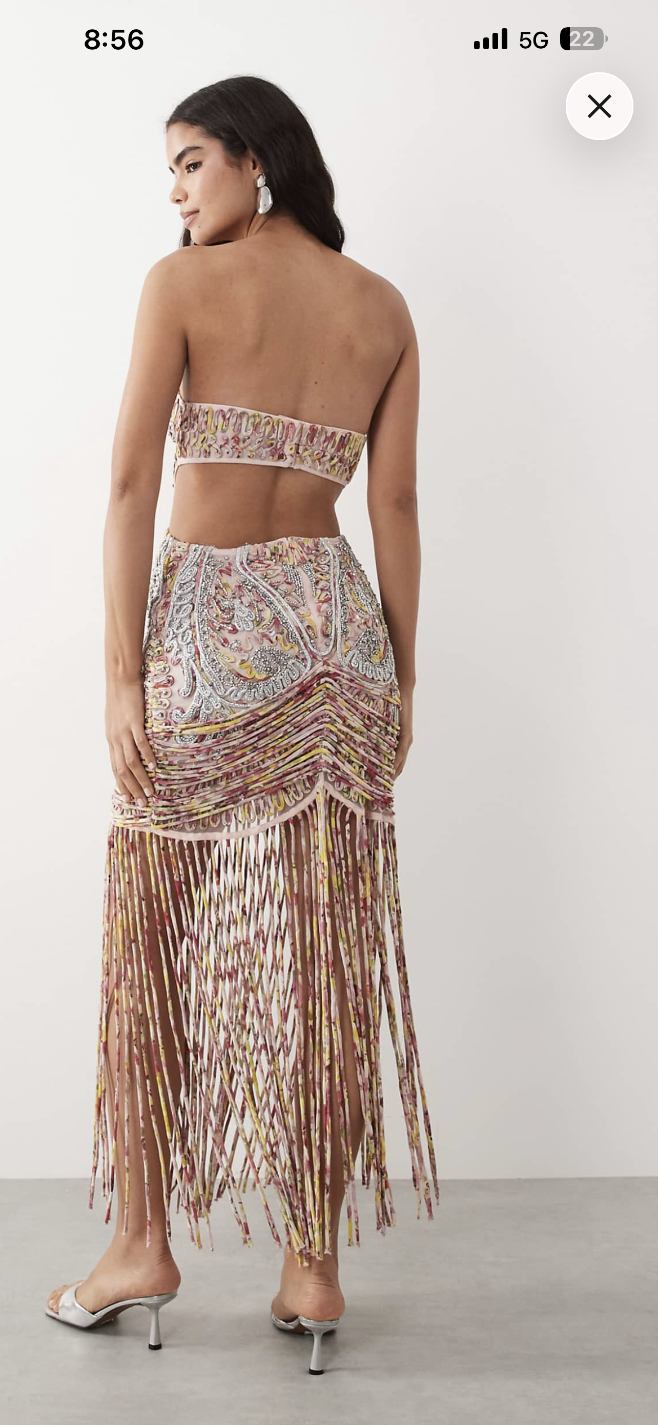 Premium embedded fringe cupped dress