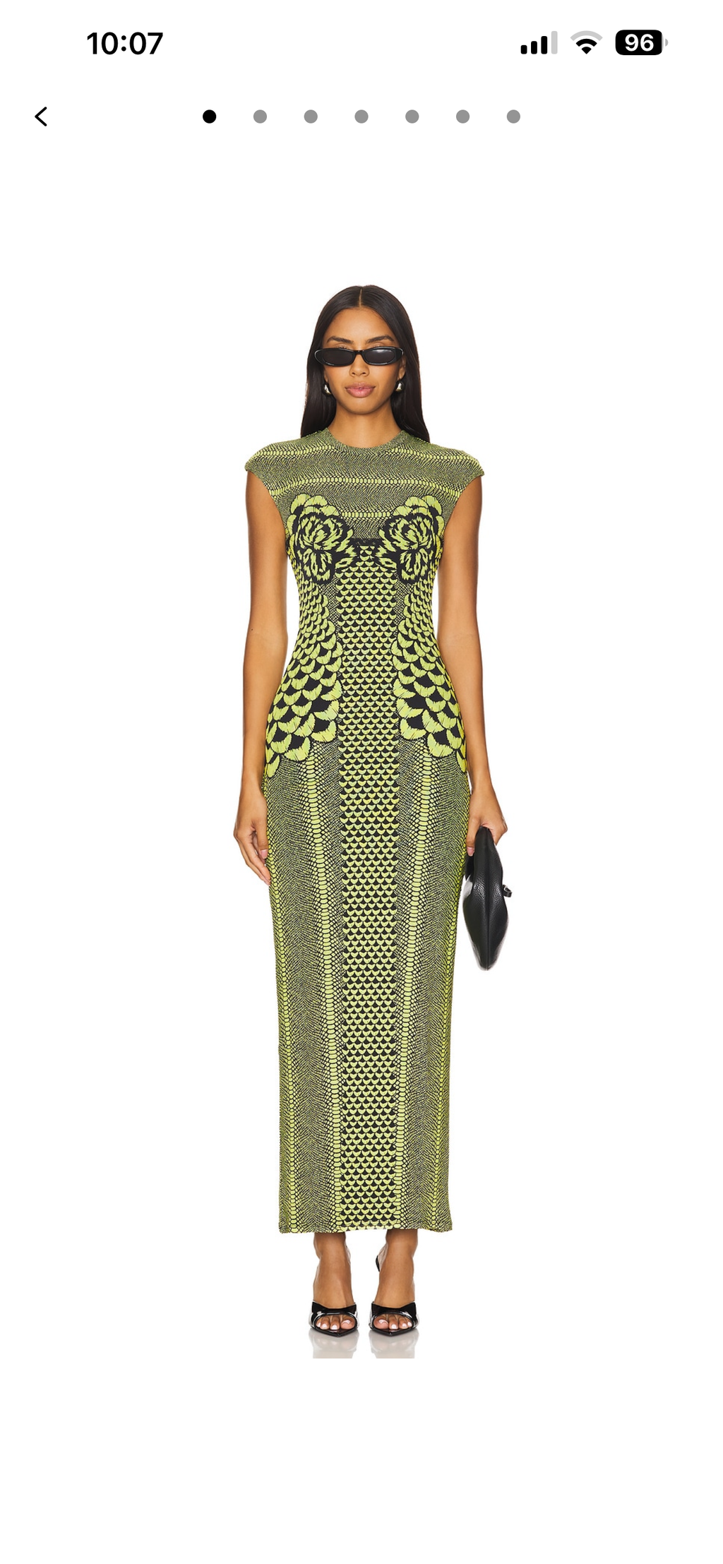 AFRM Green snake print maxi dress