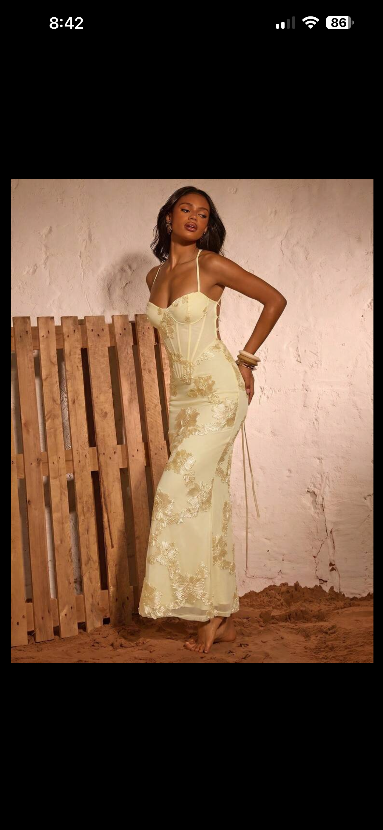Cupped floral corset dress in butter yellow