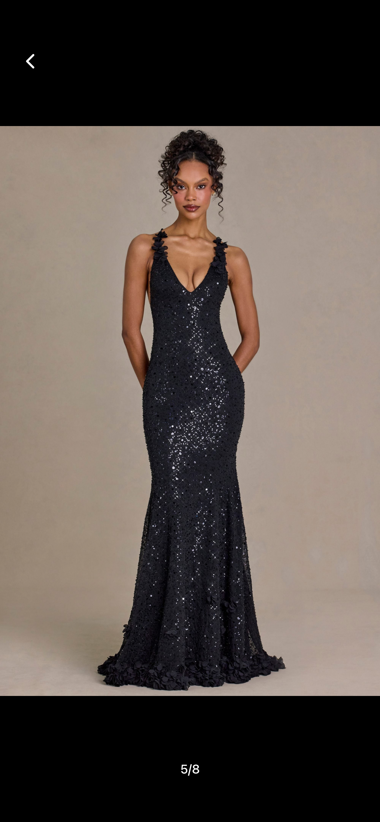 Black embellished with 3d florals gown