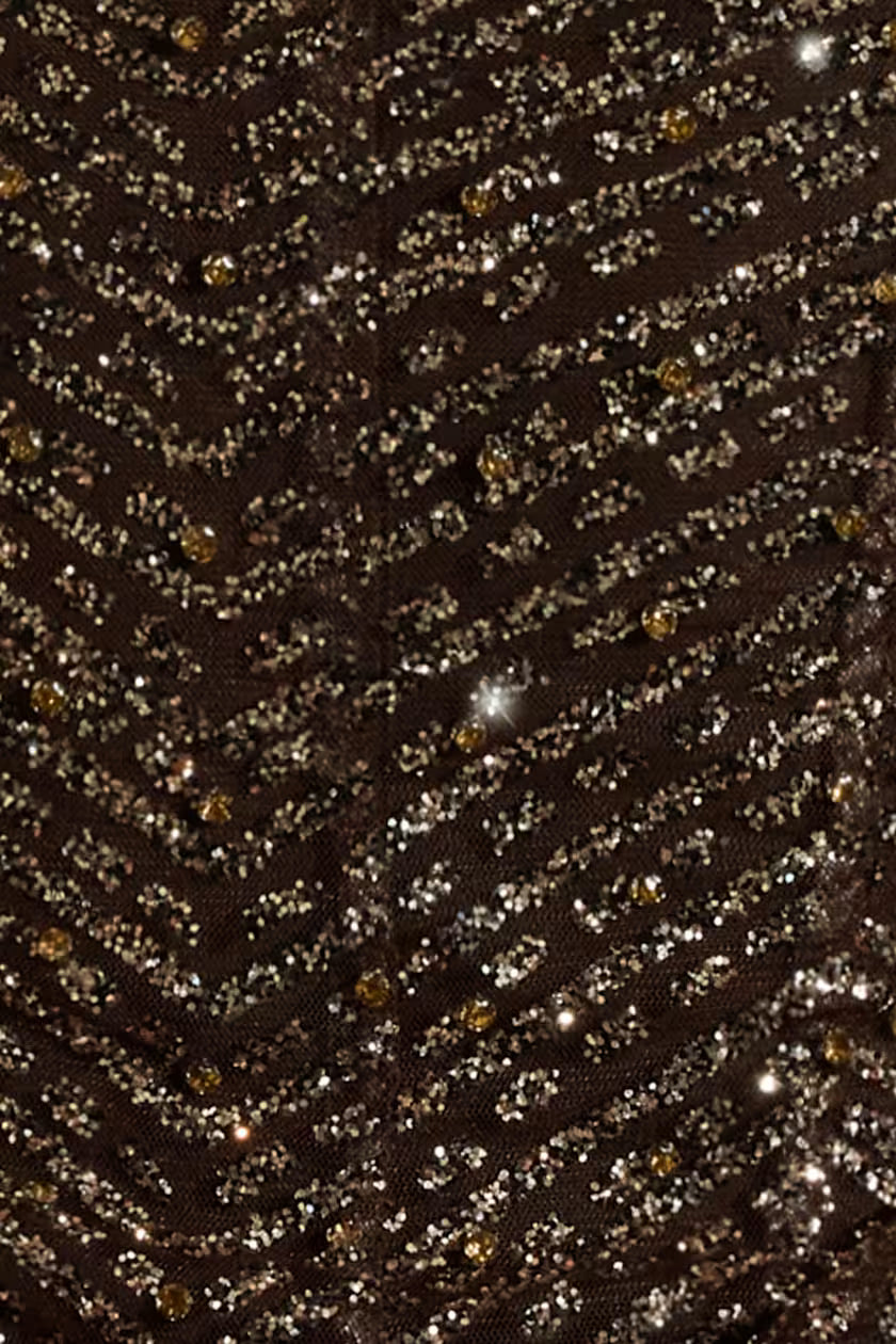 Embellished brown mini draped dress
