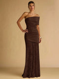 Lace one Shoulder Maxi dress brown